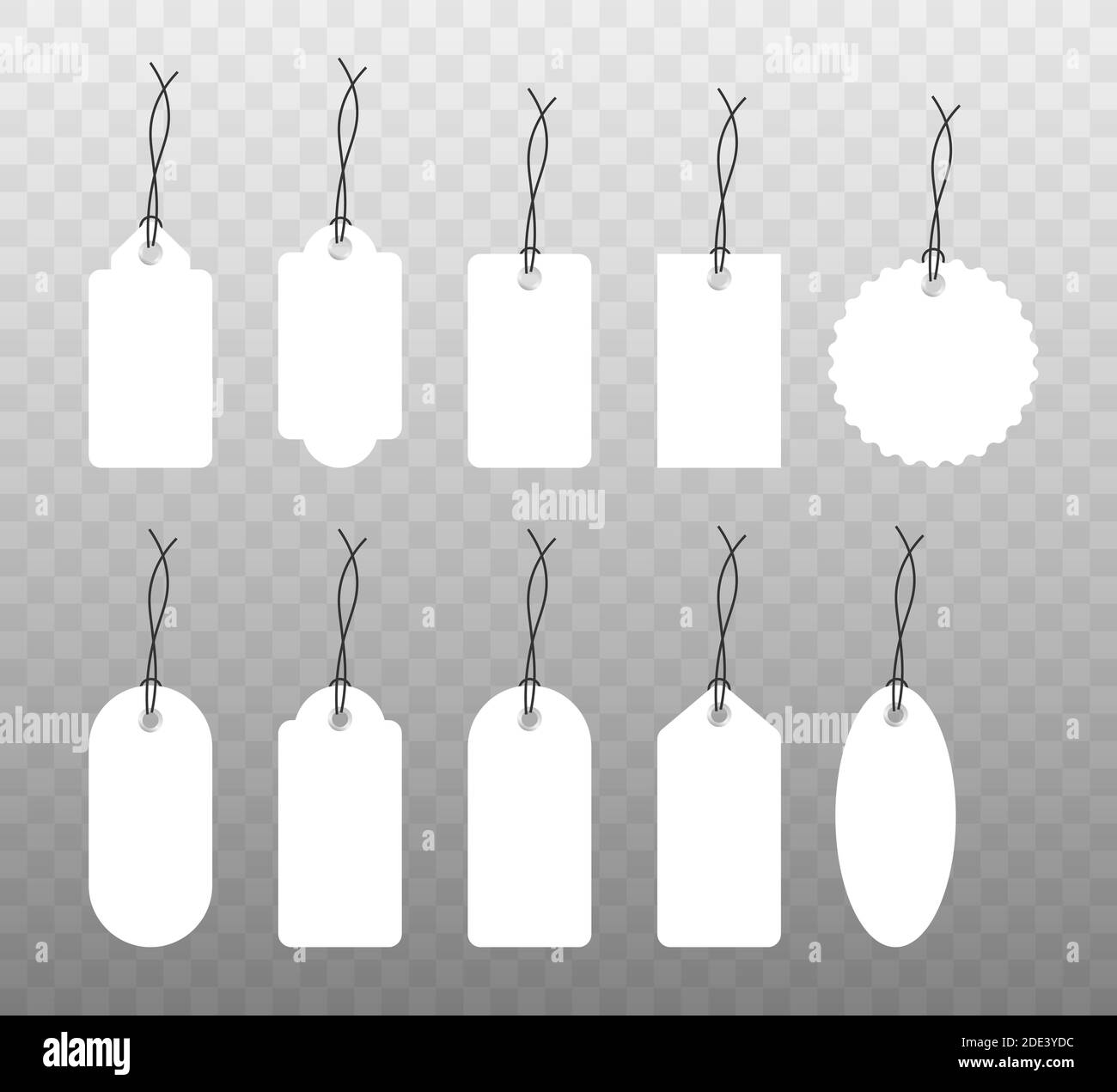 Set di varie etichette bianche, etichette, adesivi. Elementi vettoriali isolati, design piatto. Illustrazione vettoriale. Illustrazione Vettoriale