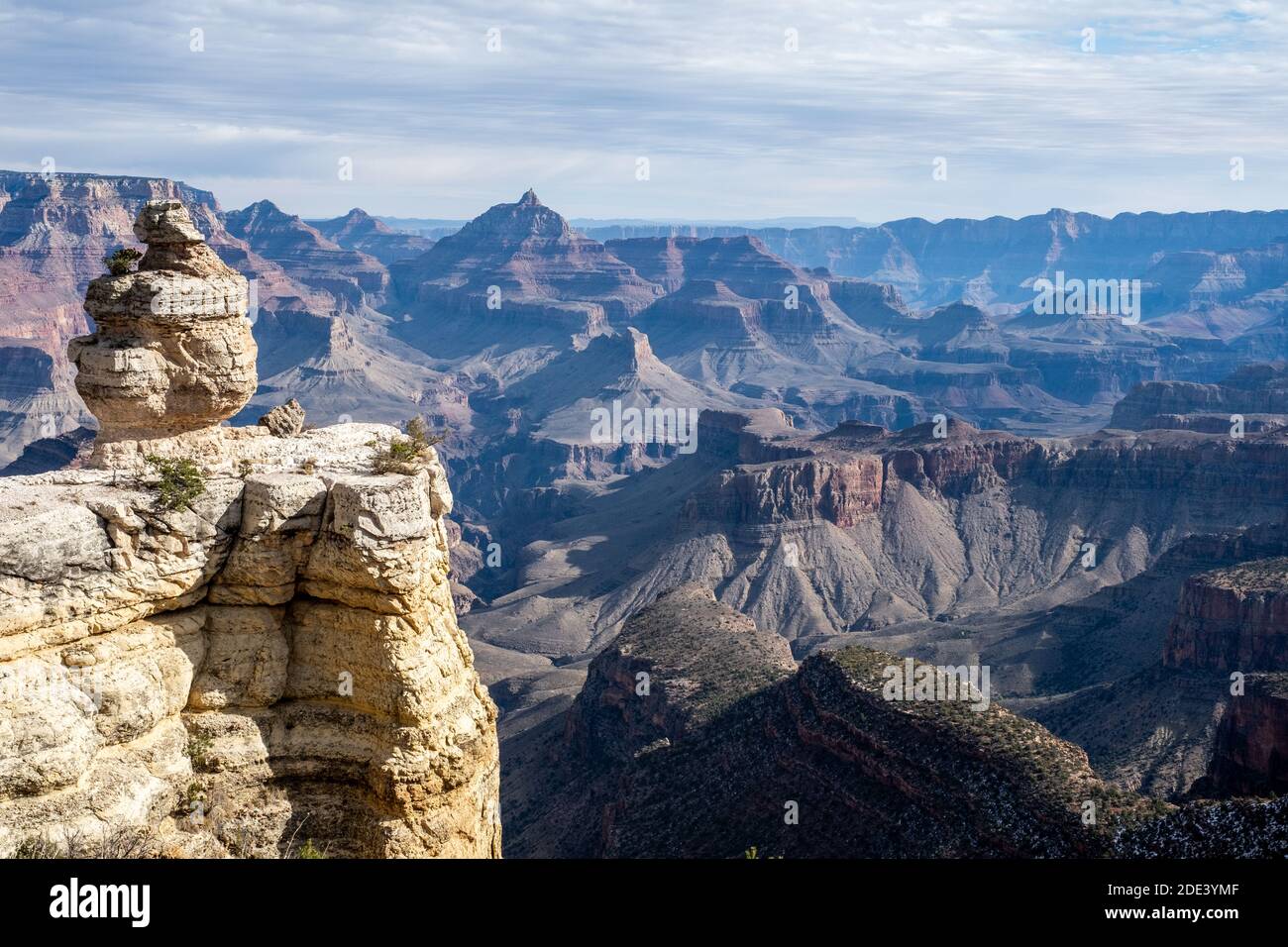 Una vista del versante sud del Gran Canyon in una giornata invernale. Foto Stock