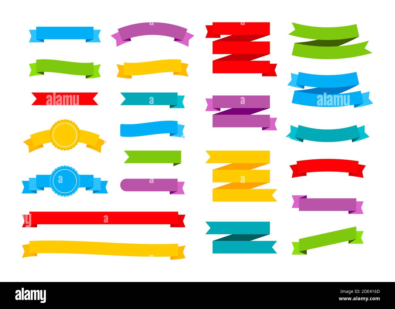 Striscioni colorati. Set di nastri. Illustrazione di stock vettoriale. Illustrazione Vettoriale