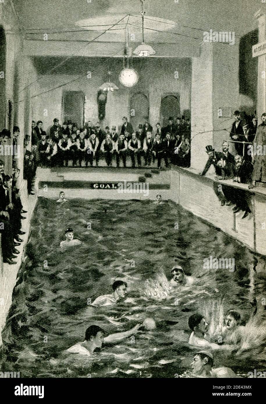 La didascalia 1897 di questa illustrazione recita: Polo d'acqua al New York Athletic Club Foto Stock