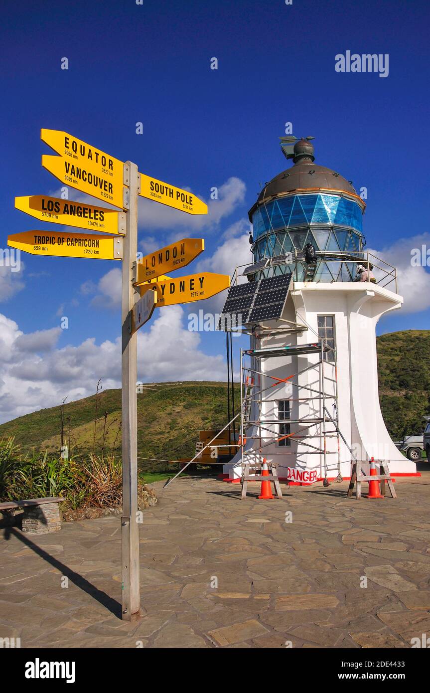 Cape Reinga Lighthouse, Cape Reinga, regione di Northland, Isola del nord, Nuova Zelanda Foto Stock