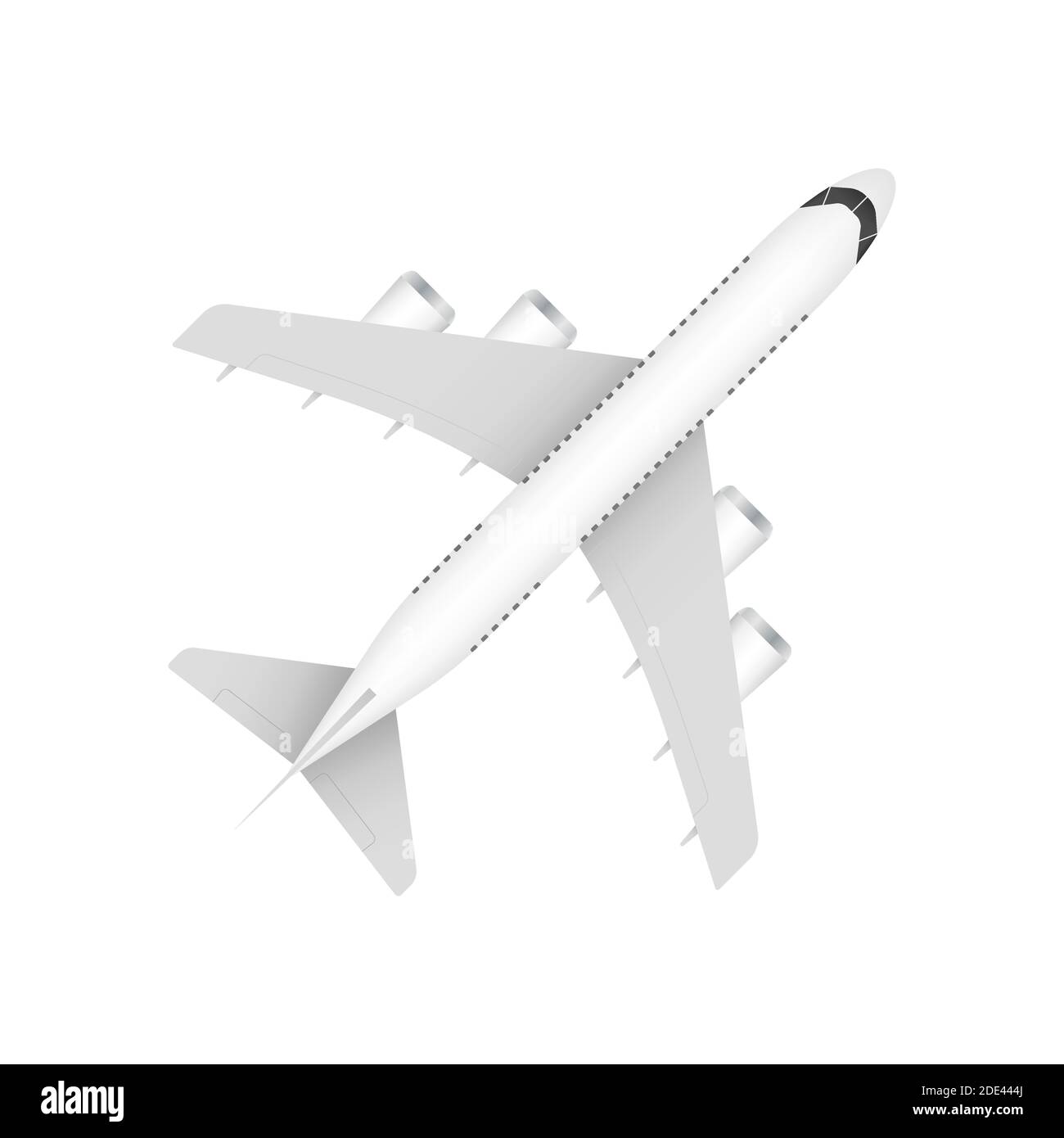 Aeroplano bianco su sfondo bianco in profilo, isolato. Illustrazione di stock vettoriale Illustrazione Vettoriale