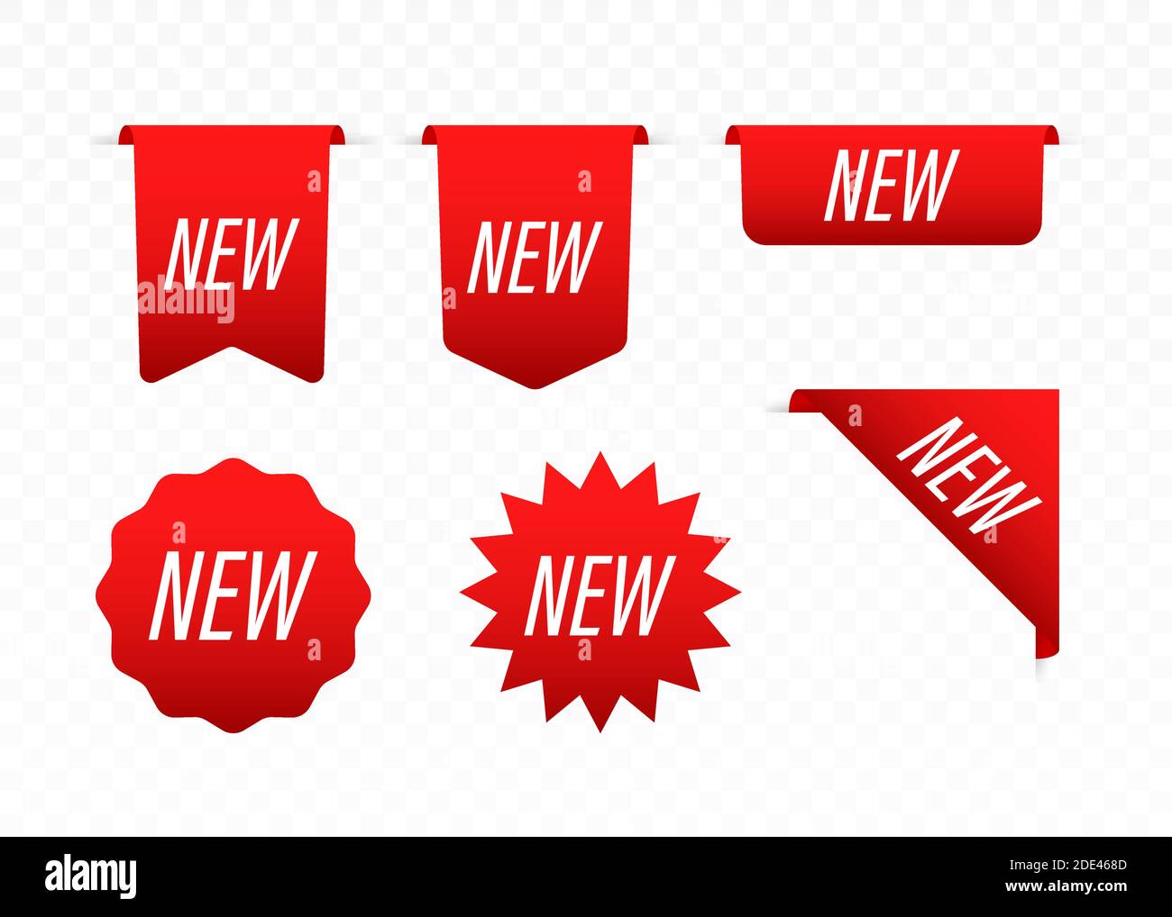 Nuove etichette. Adesivi per etichette di prodotti New Arrival Shop. Illustrazione di stock vettoriale. Illustrazione Vettoriale