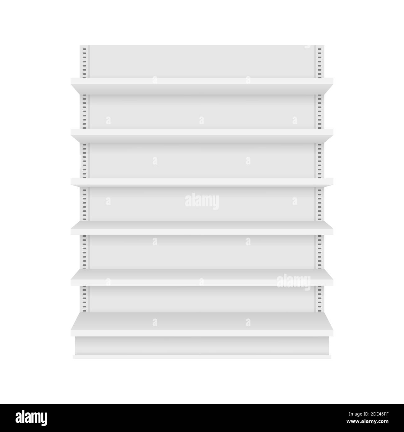 Scaffali vuoti isolati sullo sfondo. Design di scaffali per la vendita al dettaglio. Illustrazione di stock vettoriale. Illustrazione Vettoriale