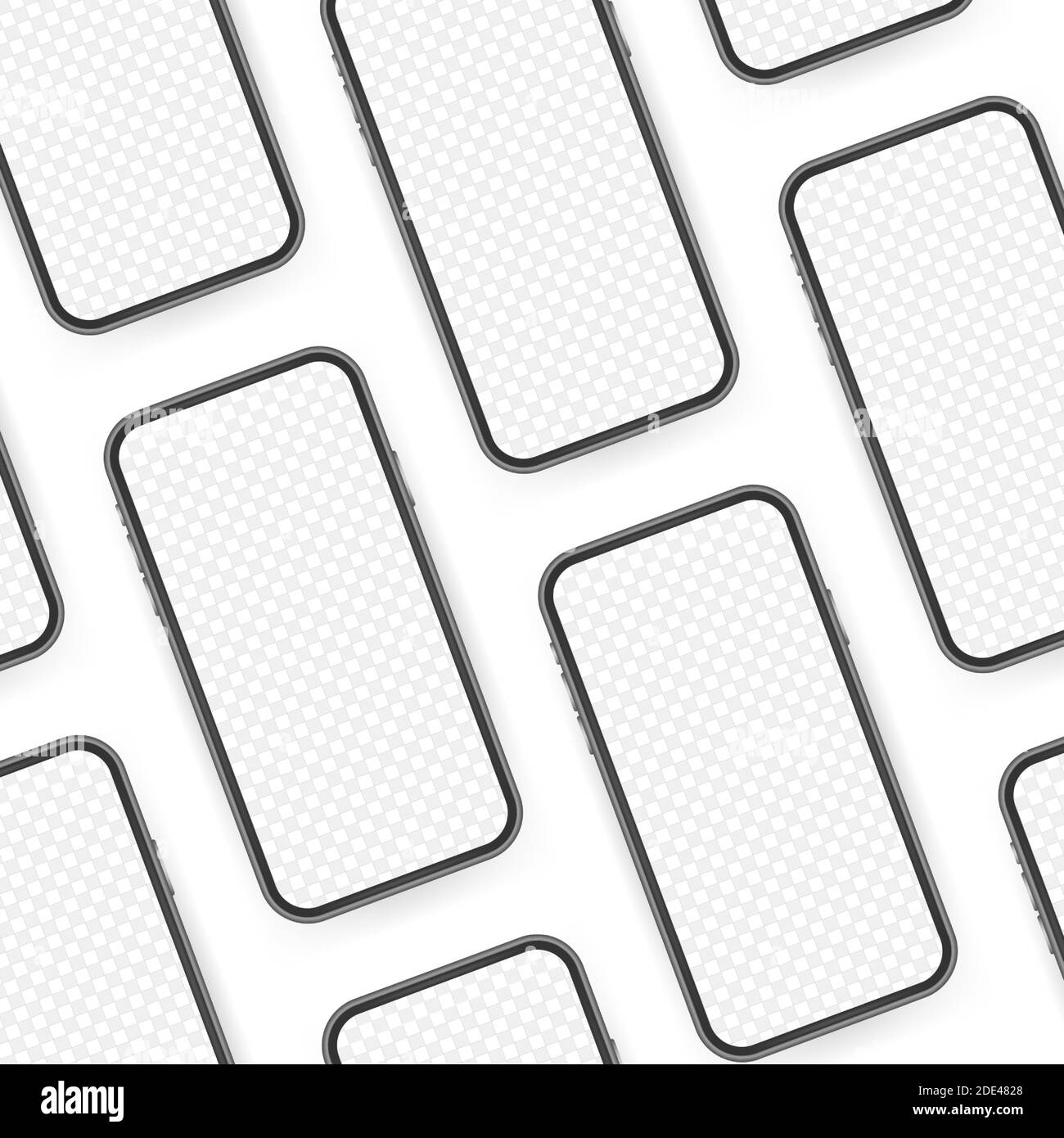 Mokup smartphone. Telaio cellulare con mascherine isolate con display vuoto. Illustrazione di stock vettoriale. Illustrazione Vettoriale