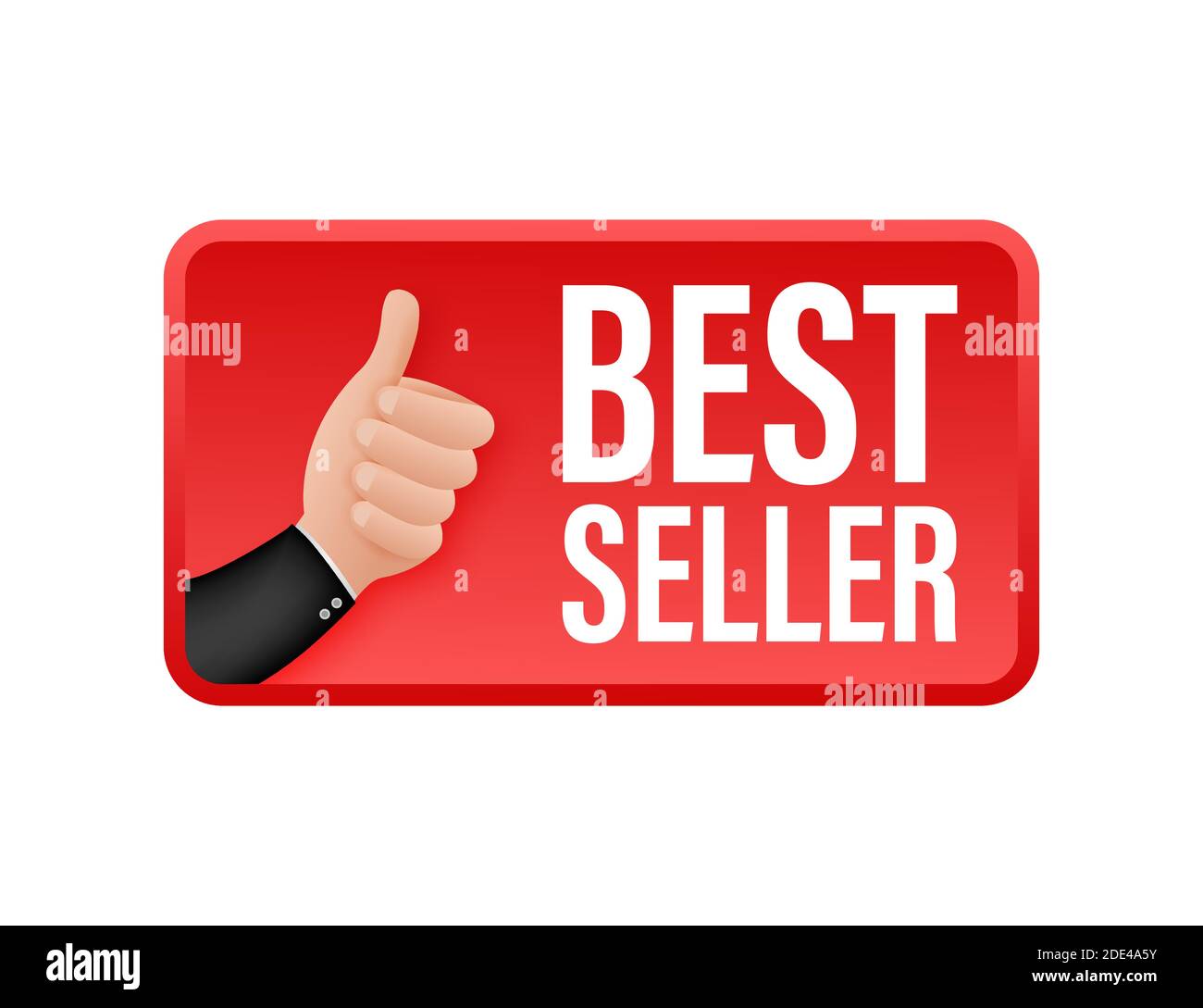 Best seller, pollici su. Etichetta di vendita. Badge banner di vendita. Illustrazione di stock vettoriale Illustrazione Vettoriale