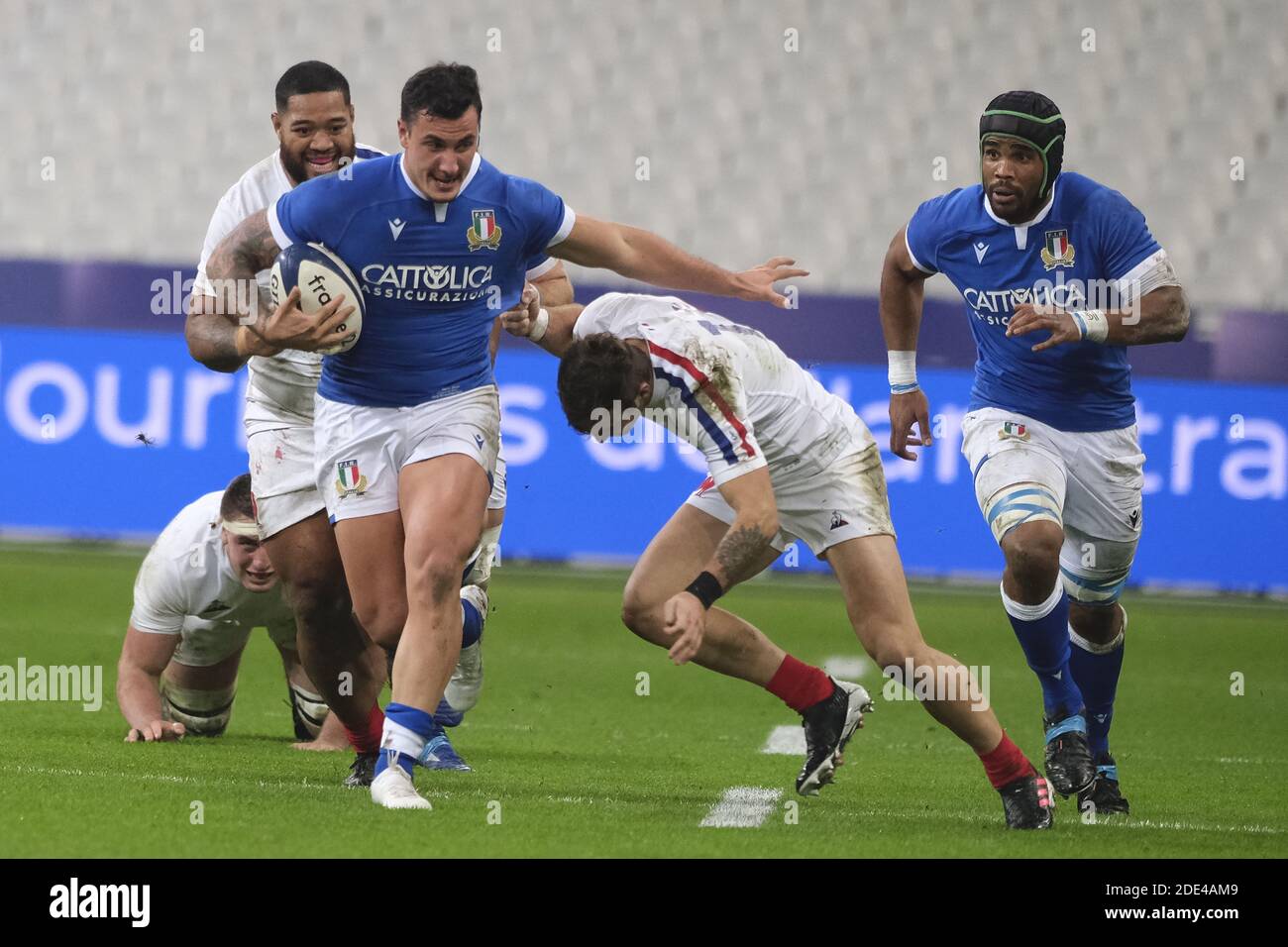 Saint Denis, Seine Saint Denis, Francia. 28 Nov 2020. La Prop of Italy Team GIOSUE ZILOCCHI in azione durante la Coppa d'autunno Nazioni 2020 Day 3 Pool B tra Francia e Italia allo Stade de France - St Denis - Francia. La Francia ha vinto 36-5 crediti: Pierre Stevenin/ZUMA Wire/Alamy Live News Foto Stock