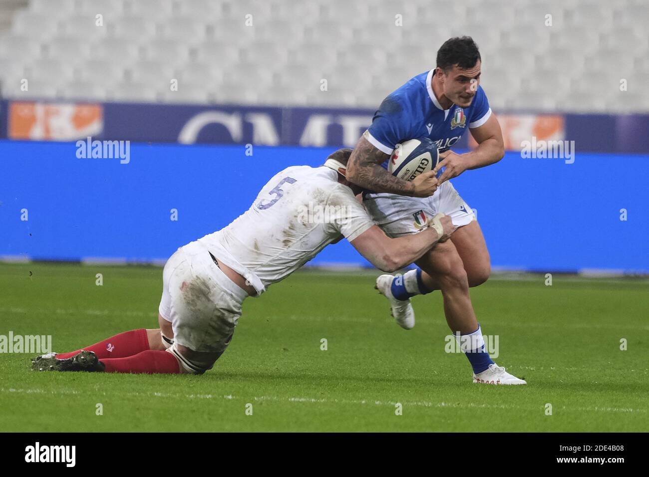 Saint Denis, Seine Saint Denis, Francia. 28 Nov 2020. La Prop of Italy Team GIOSUE ZILOCCHI in azione durante la Coppa d'autunno Nazioni 2020 Day 3 Pool B tra Francia e Italia allo Stade de France - St Denis - Francia. La Francia ha vinto 36-5 crediti: Pierre Stevenin/ZUMA Wire/Alamy Live News Foto Stock