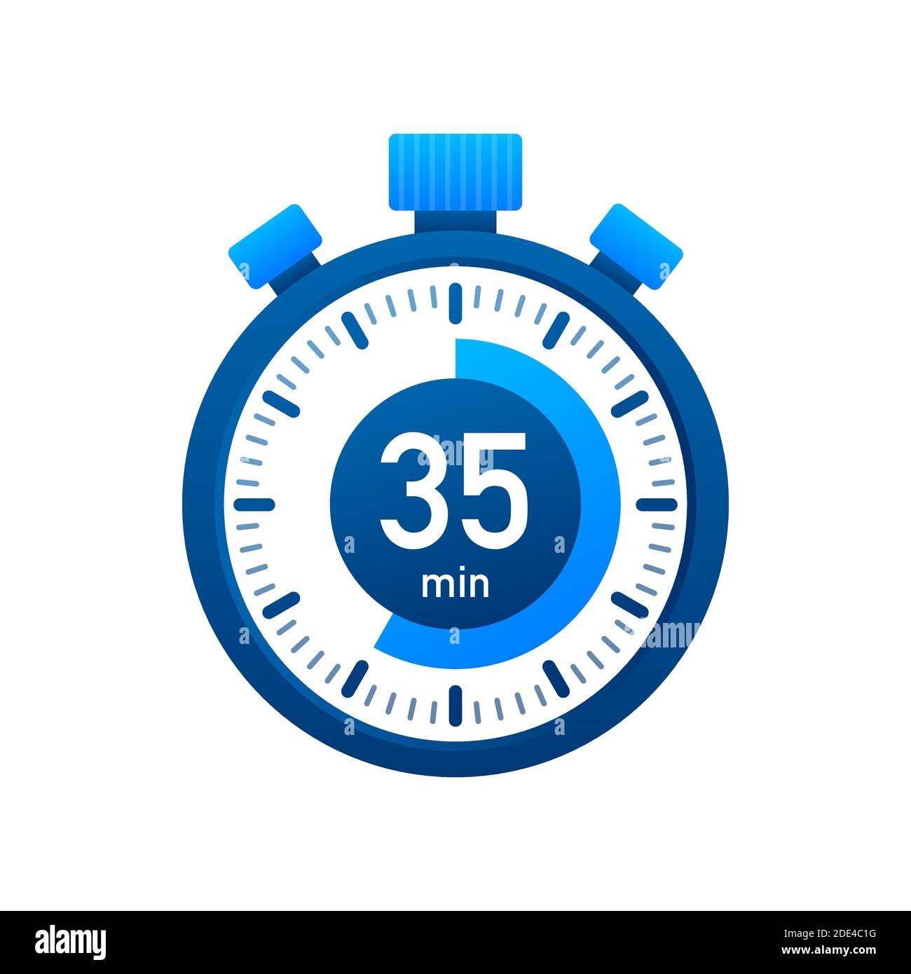 Icona del vettore cronometro per 35 minuti. Icona del cronometro in stile piatto, timer su sfondo a colori. Illustrazione vettoriale. Illustrazione Vettoriale