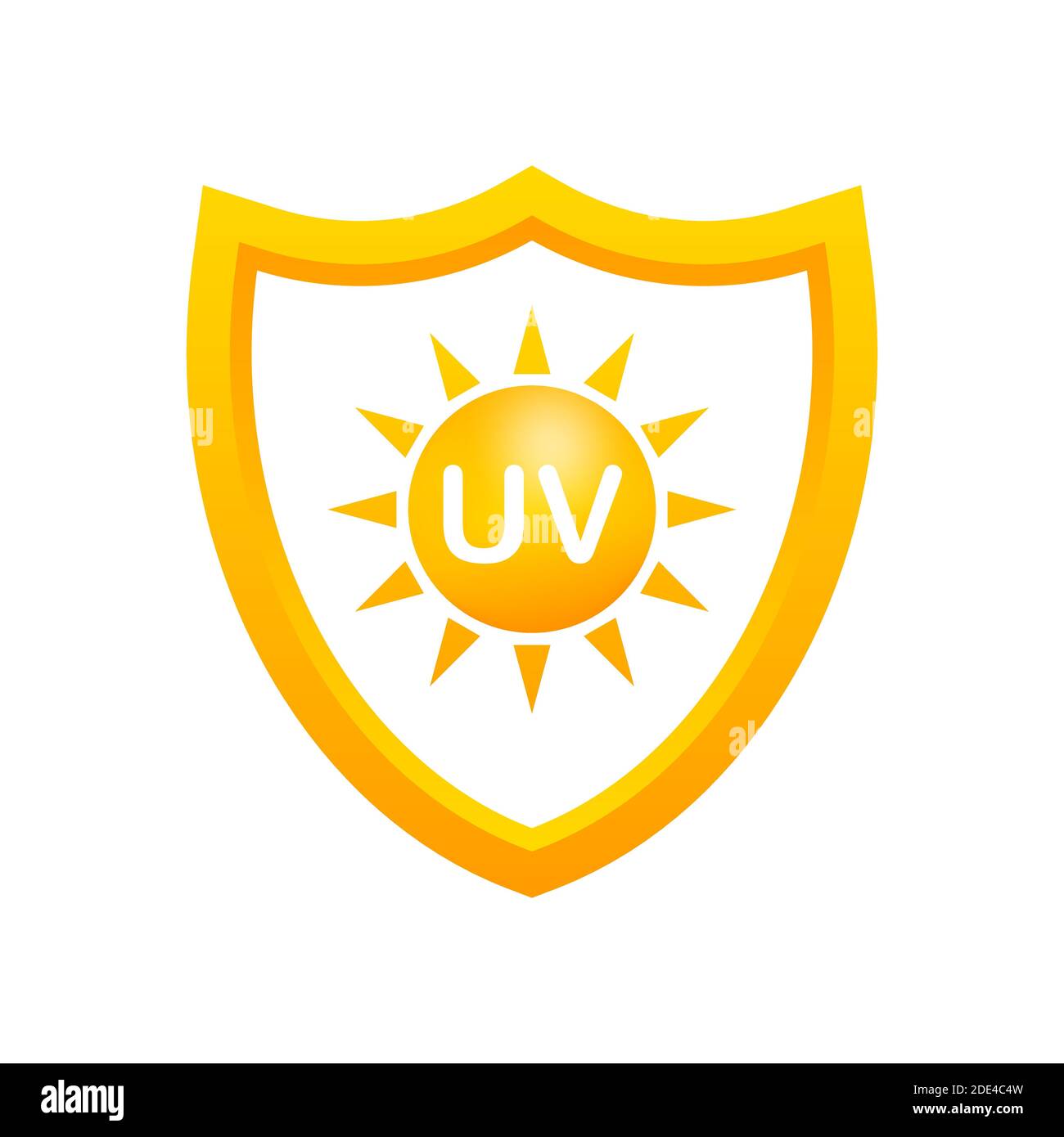 Protezione UV. Simbolo dell'icona del sole. Simbolo di pericolo. Radiazione UV. Illustrazione di stock vettoriale Illustrazione Vettoriale