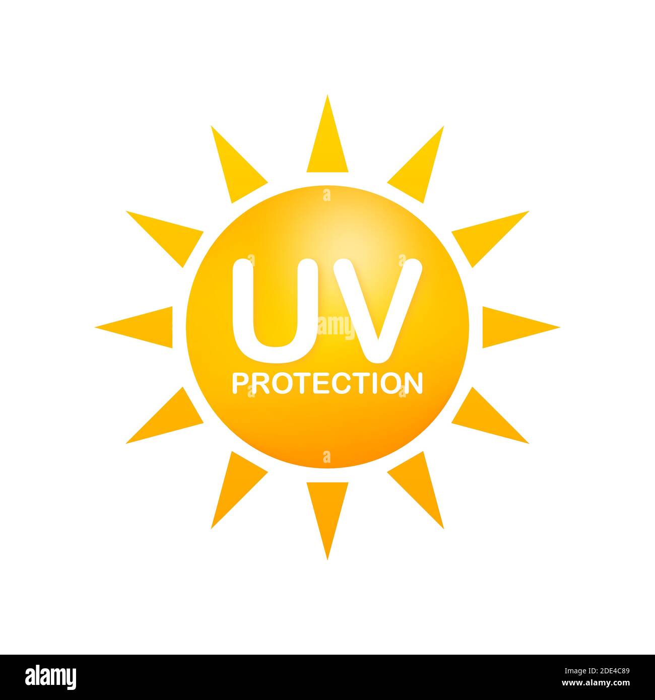 Protezione UV. Simbolo dell'icona del sole. Simbolo di pericolo. Radiazione UV. Illustrazione di stock vettoriale Illustrazione Vettoriale