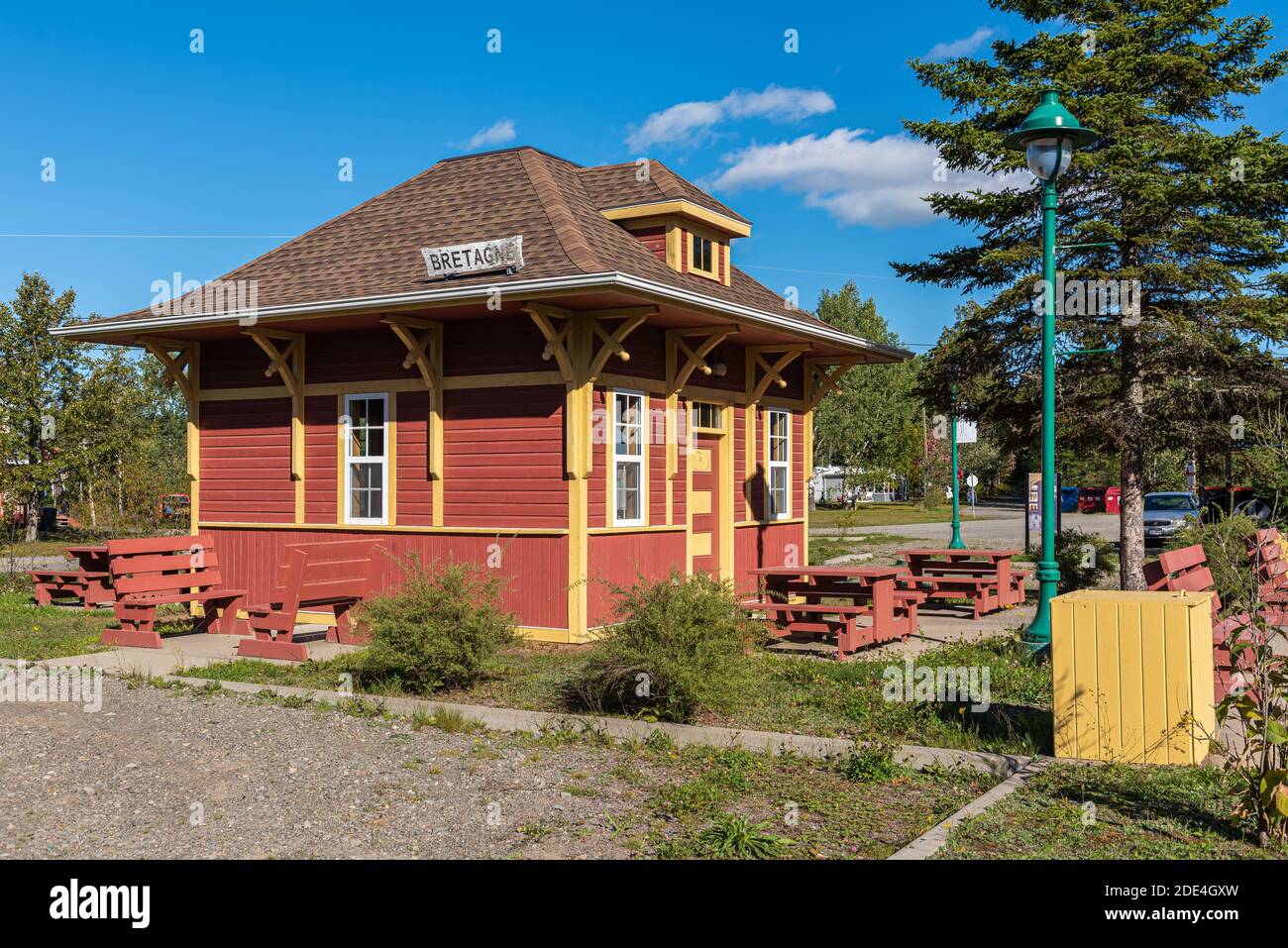 Bretagne, Québec, Canada - Ancienne gare de Bretagne sur le tronçon Monk. Foto Stock
