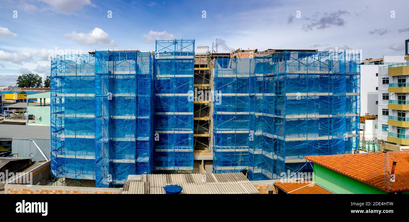 Vista panoramica dell'edificio residenziale in costruzione. Foto Stock