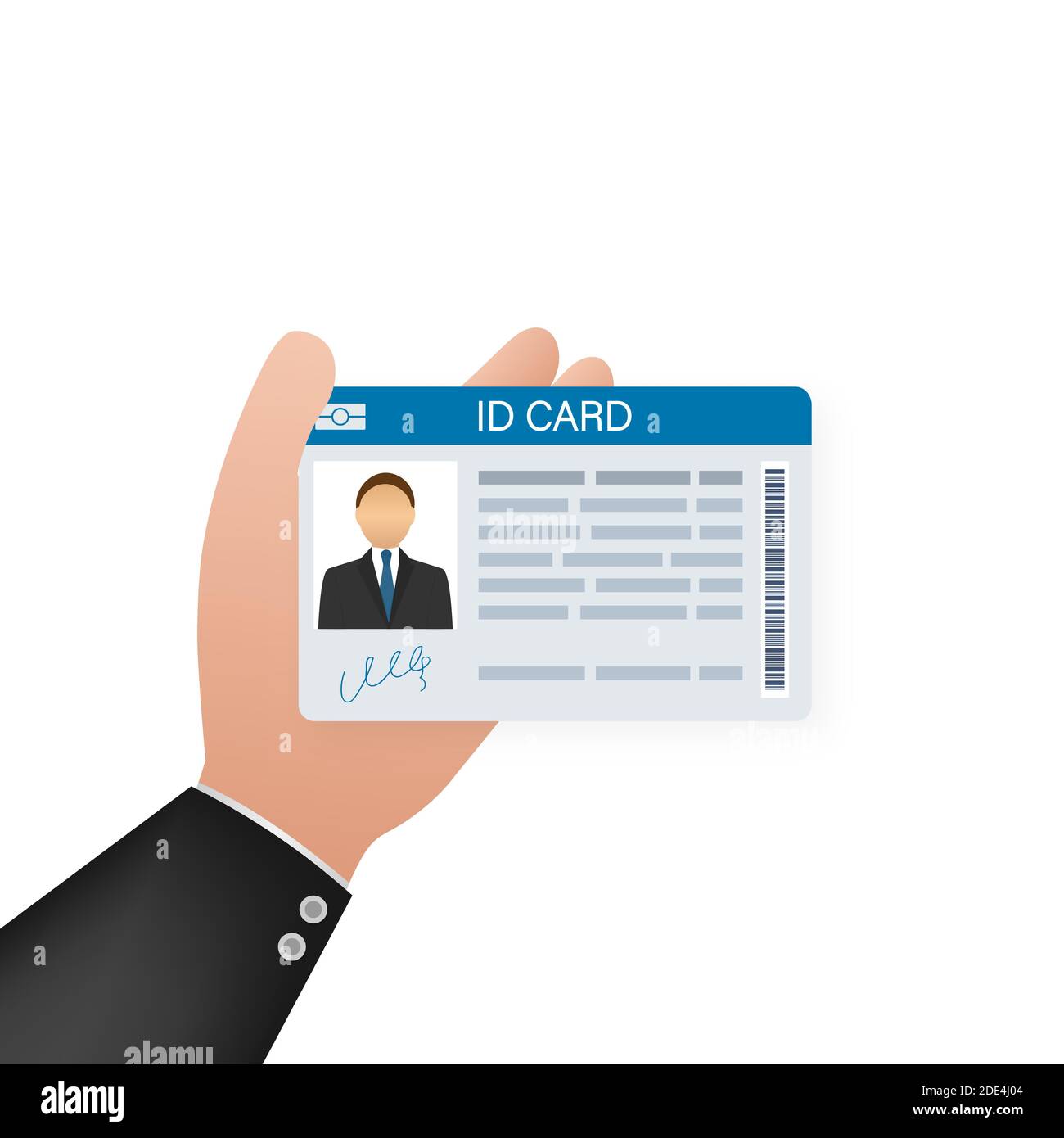 Scheda ID su sfondo bianco. Design piatto. Illustrazione vettoriale. Illustrazione Vettoriale