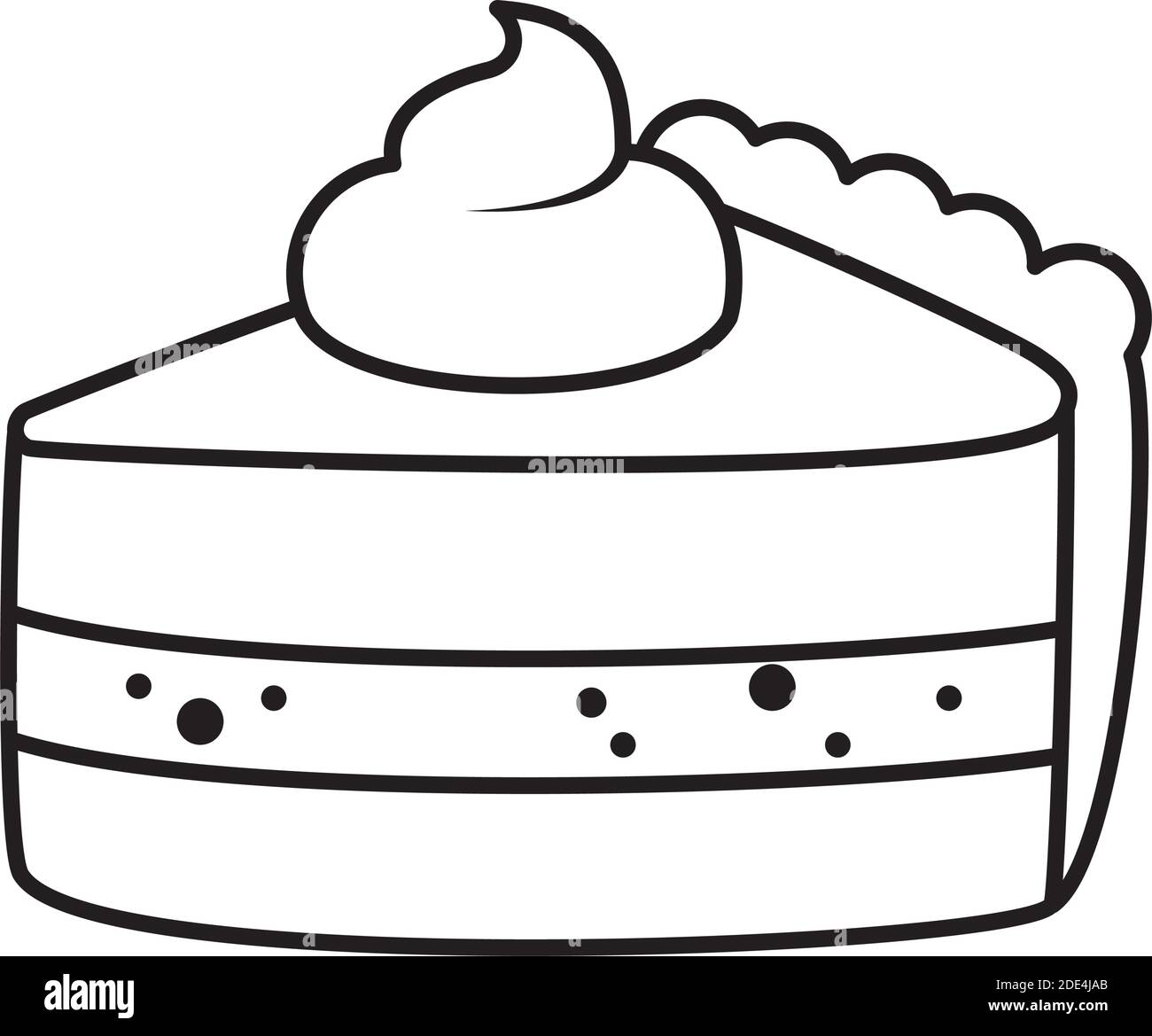 dolce pezzo di torta icona su sfondo bianco, stile linea, illustrazione vettoriale Illustrazione Vettoriale