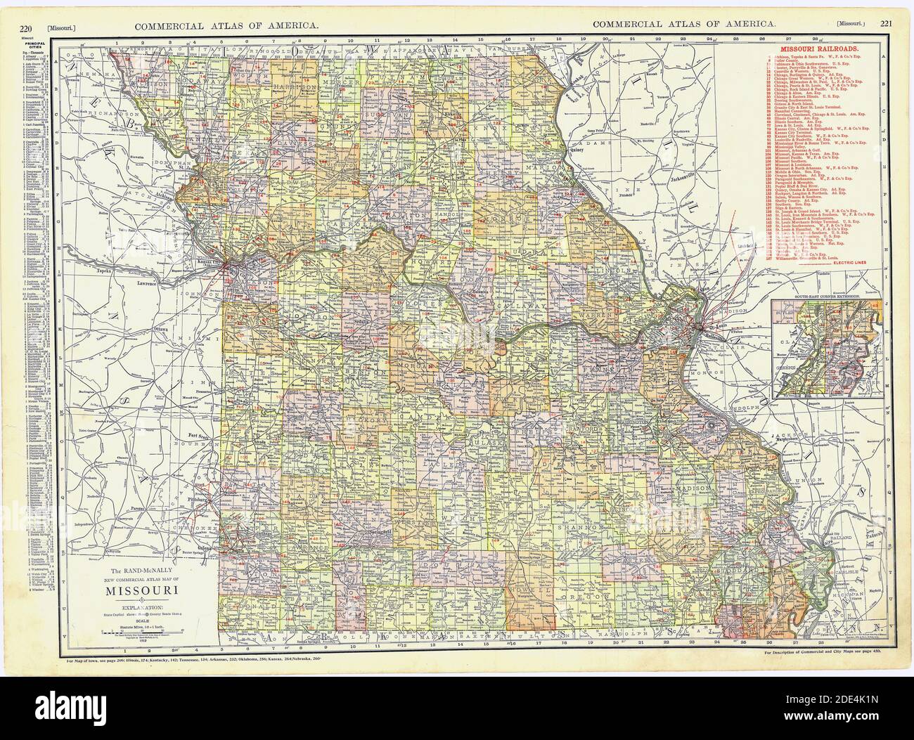 1913 Missouri mappa Foto Stock
