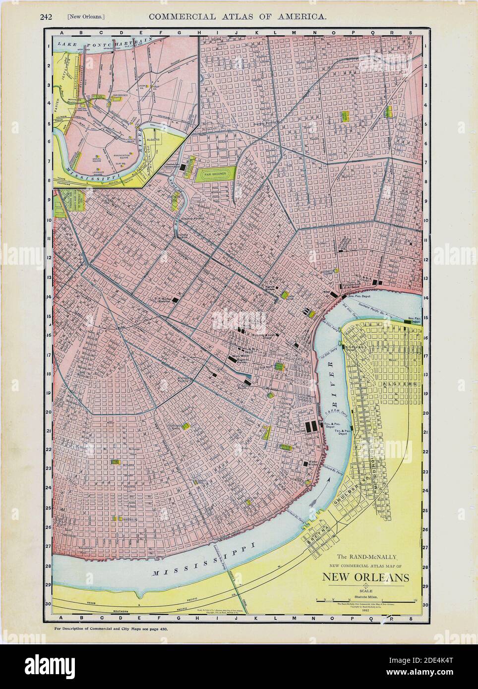 1912-1913 Vintage New Orleans mappa Foto Stock