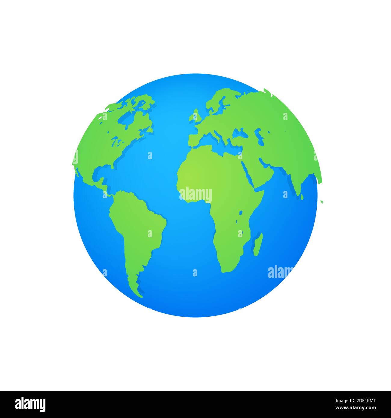 Globi di terra isolati su sfondo bianco. Icona pianeta piano Terra. Illustrazione di stock vettoriale. Illustrazione Vettoriale