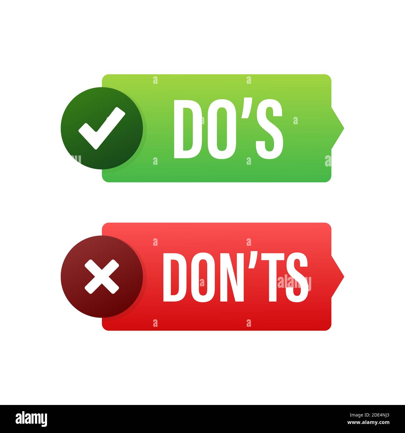 Pulsante Do s e Don ts. Simbolo piatto semplice con pollice in alto, set minimo di elementi rotondi per logotipo. Illustrazione vettoriale. Illustrazione Vettoriale