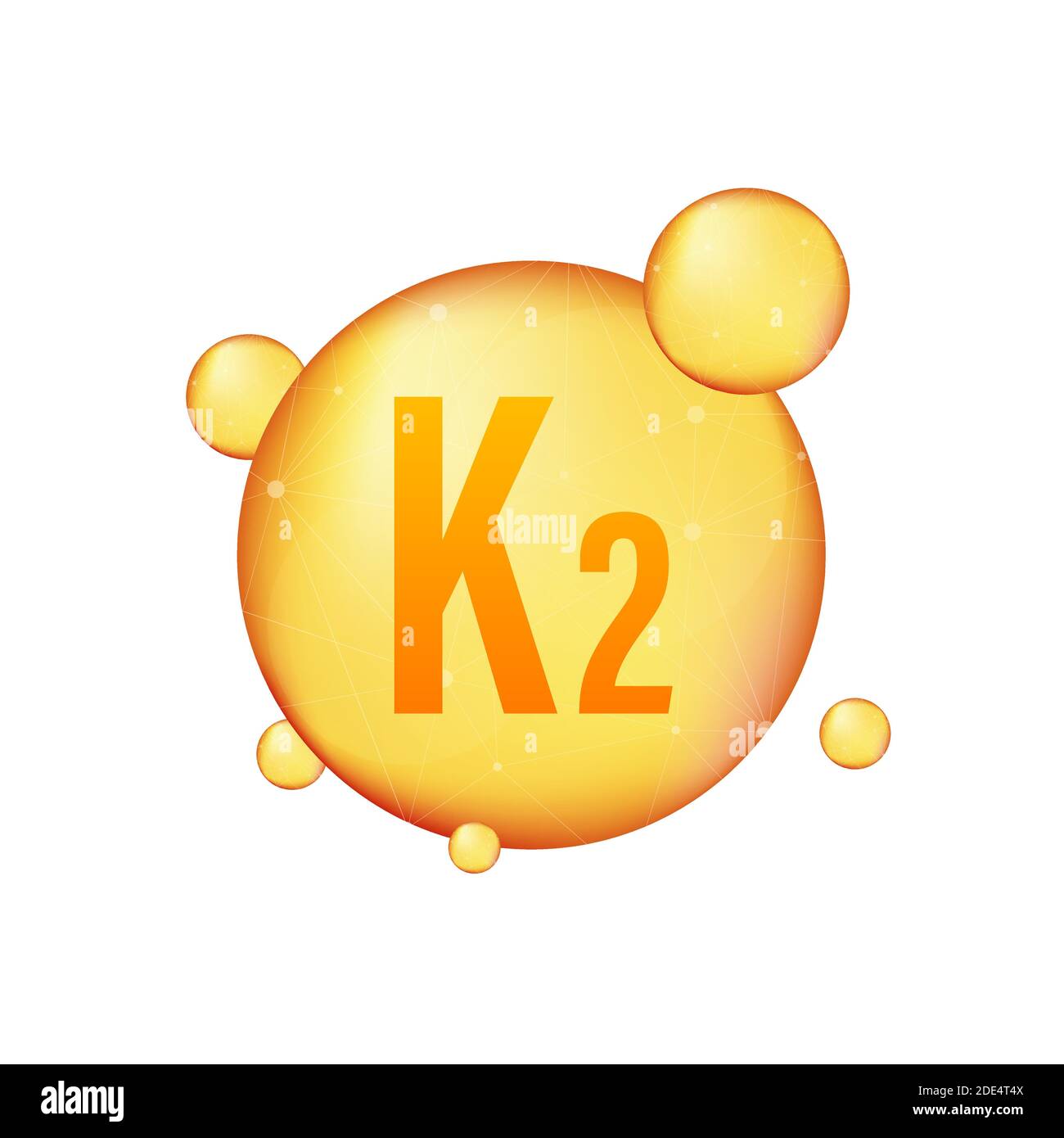 Vitamina K2 oro brillante icona. Acido ascorbico. Illustrazione vettoriale Illustrazione Vettoriale