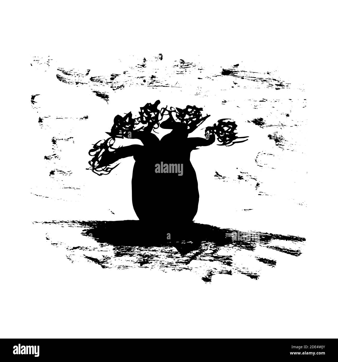 immagine vettoriale albero baobab. Basobab di schizzo Illustrazione Vettoriale