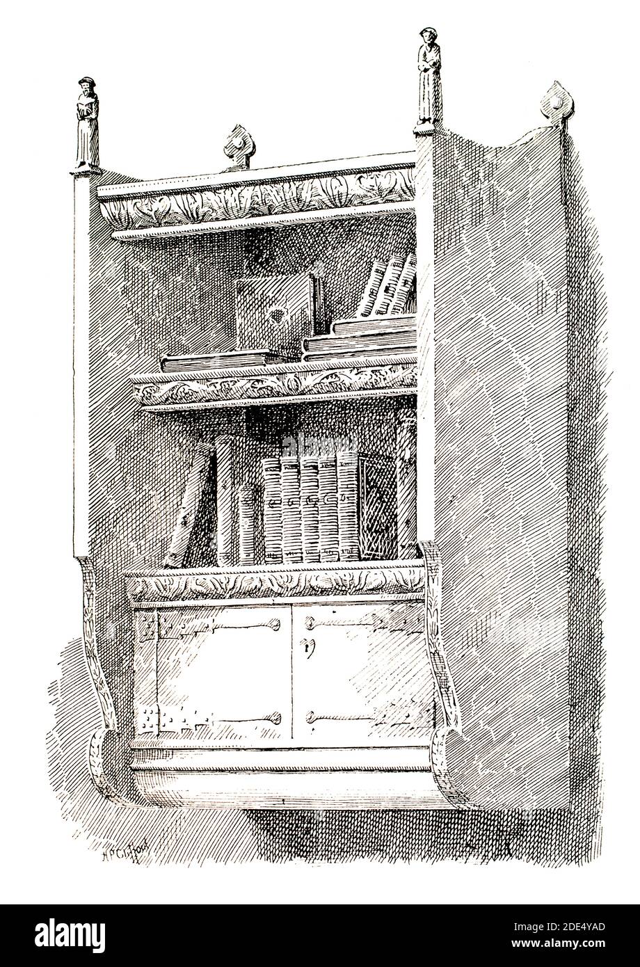 Bookshelf, design di mobili di C F A Voysey, riprodotta nel 1896 lo Studio e rivista illustrata di Belle Arti applicate Foto Stock