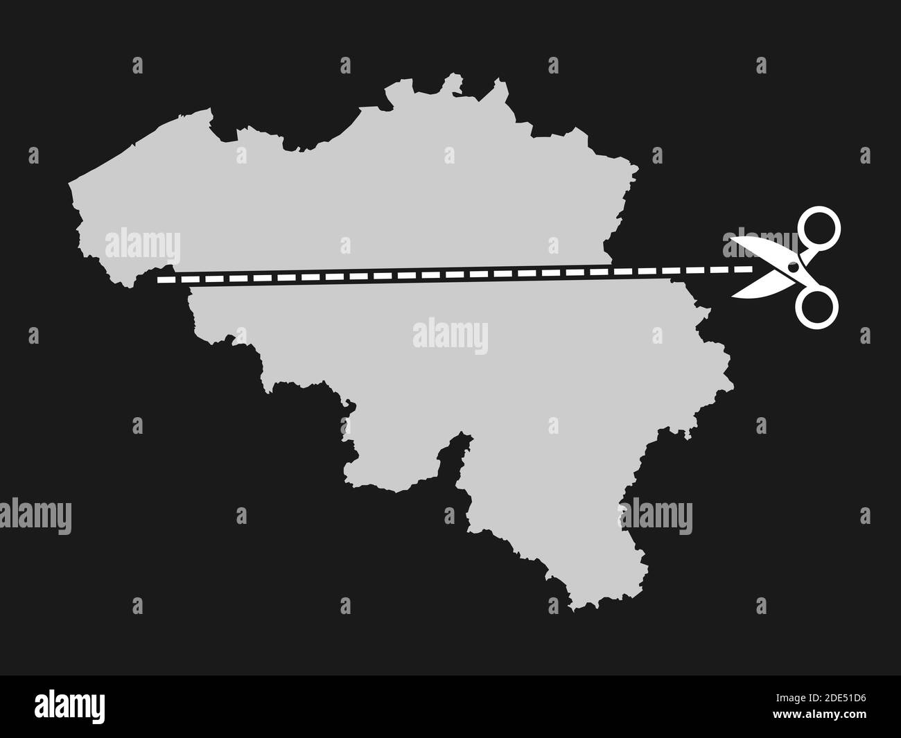 Divisione del Belgio - indipendenza e sovranità dei Valloni e delle Fiandre, delle nazioni fiamminghe e del Wallon. Separazione delle minoranze e disintegratio Foto Stock