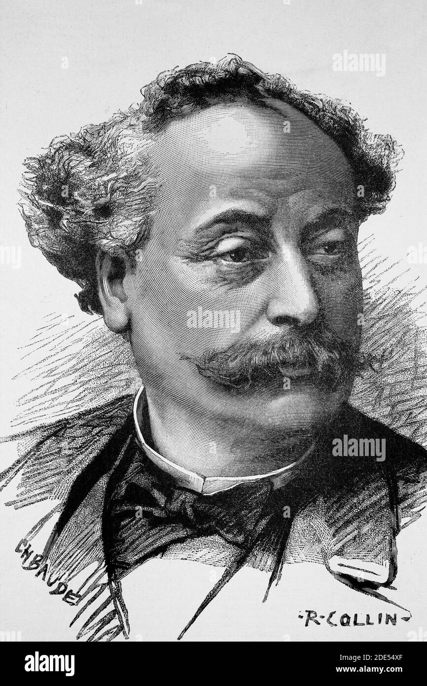 Alexandre Dumas, figlio. Scrittore, romanziere e drammaturgo francese. 1824-1895. Illustrazione antica. 1884. Foto Stock