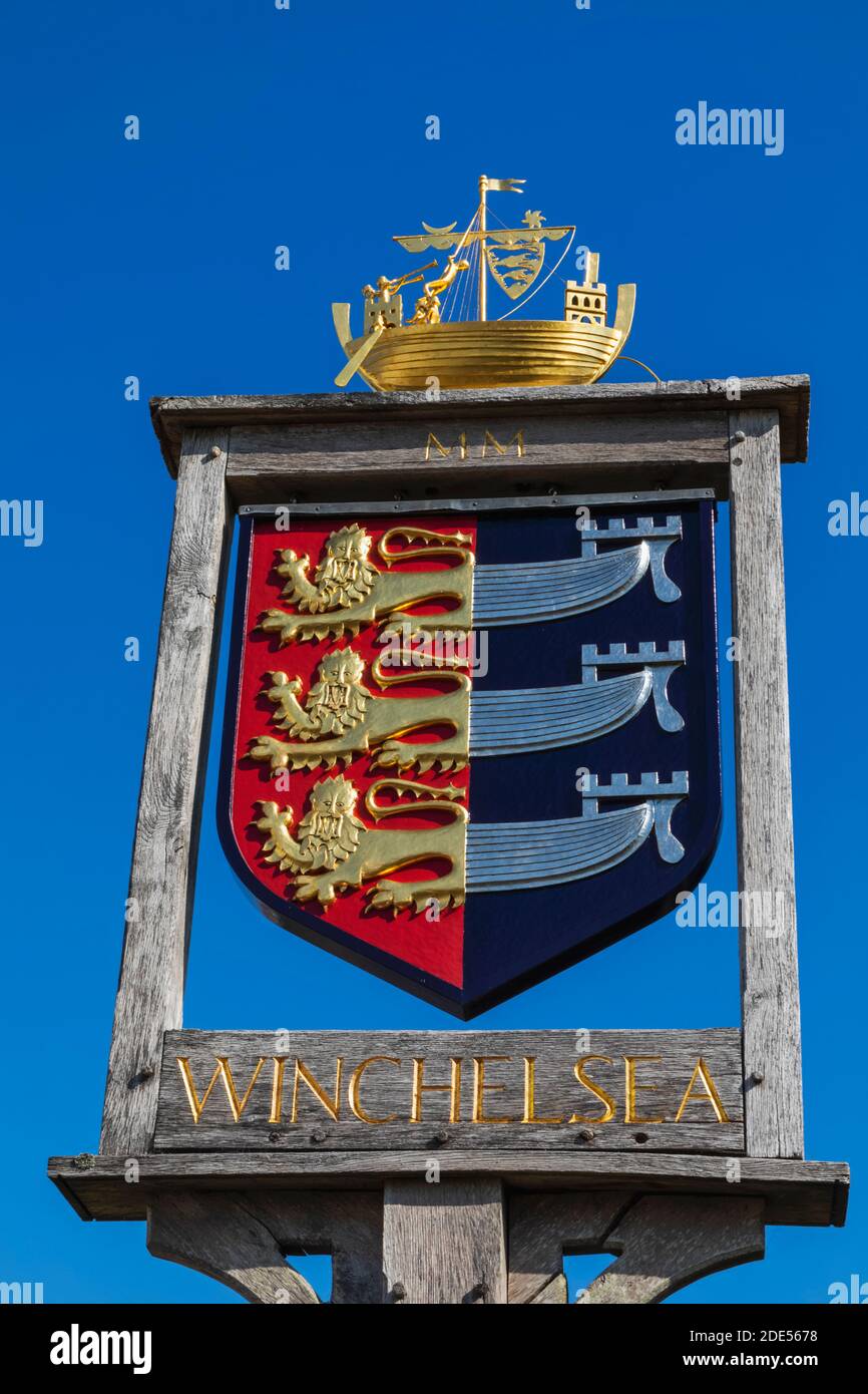 Inghilterra, Sussex Est, Winchelsea, segno Città Foto Stock