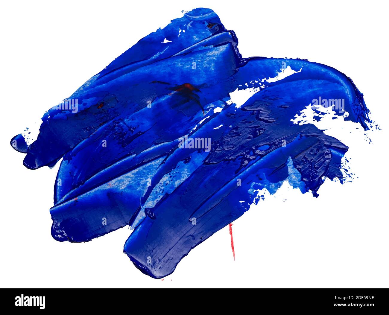 Striscia di pennello a olio isolato imbutita a mano con immagine vettoriale esp 10 di colore blu scuro. Modello per il tuo testo in cima. Illustrazione Vettoriale