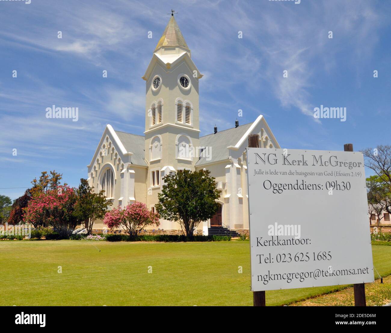 La Chiesa riformata olandese a McGregor. Il villaggio era originariamente chiamato Lady Grey, ma è stato rinominato nel 1904 dopo il suo pastore, il Rev. Andrew McGregor. Foto Stock