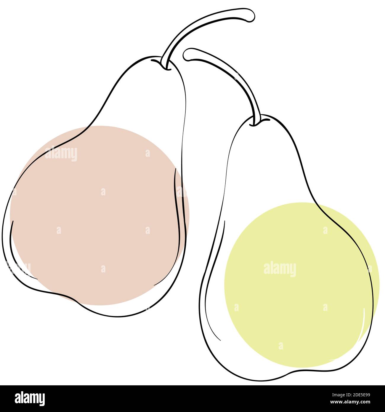 Linea vettoriale PEAR. Colore simple frutta di doodle. Elemento di progettazione Illustrazione Vettoriale