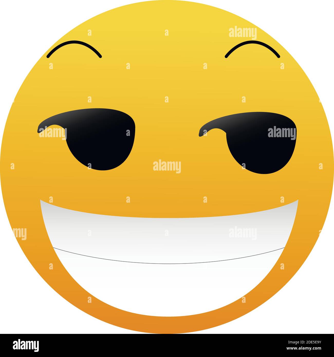 Emoji sbeffa. Un viso giallo con un'espressione del viso maliziosa, maliziosa o suggestiva. Un mezzo sorriso ha alzato le sopracciglia e gli occhi guardando al si Illustrazione Vettoriale