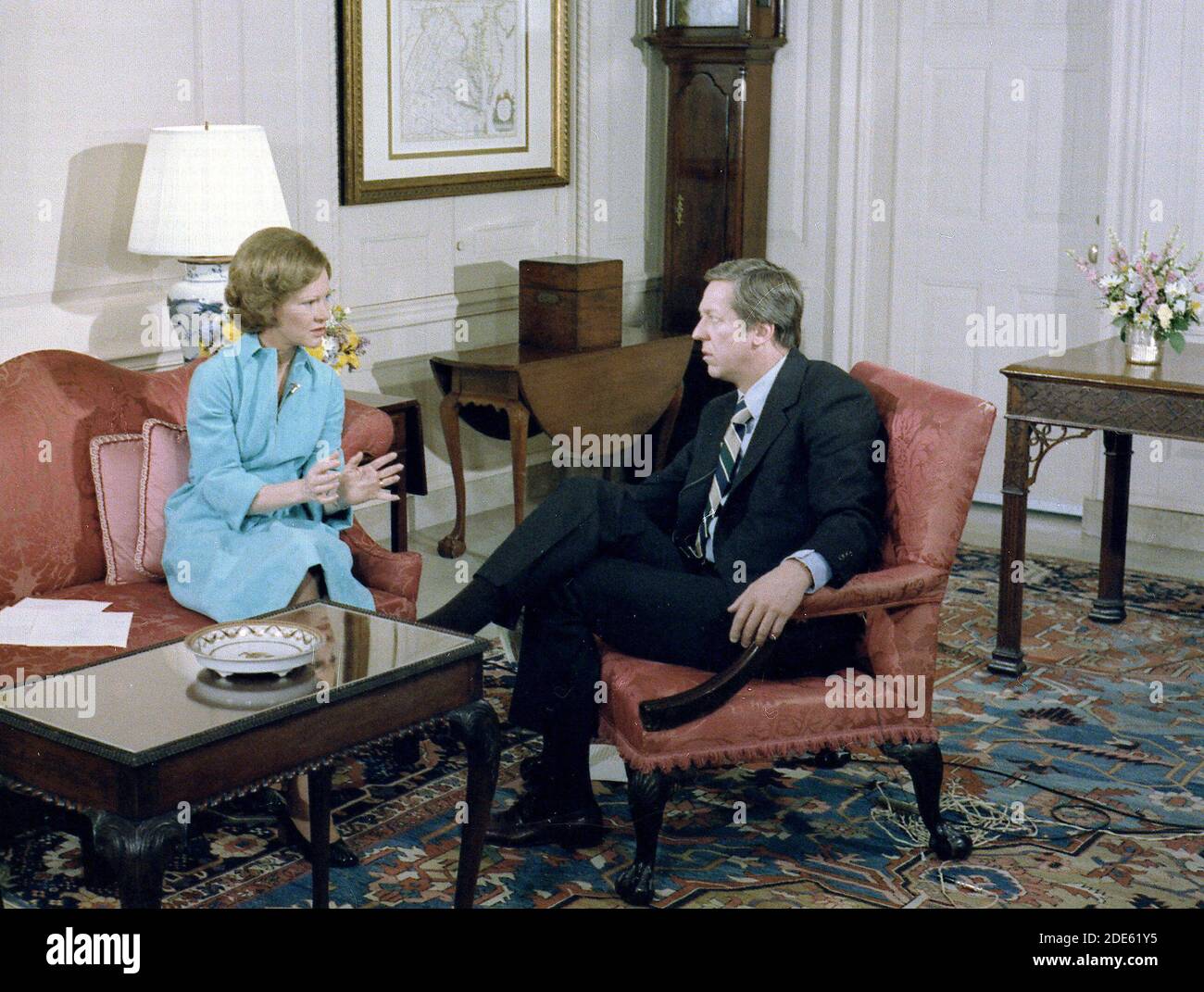 'Rosalynn carter con David Hartman fra ''Good Morning America'' intervista. CA. 04/27/1978' Foto Stock