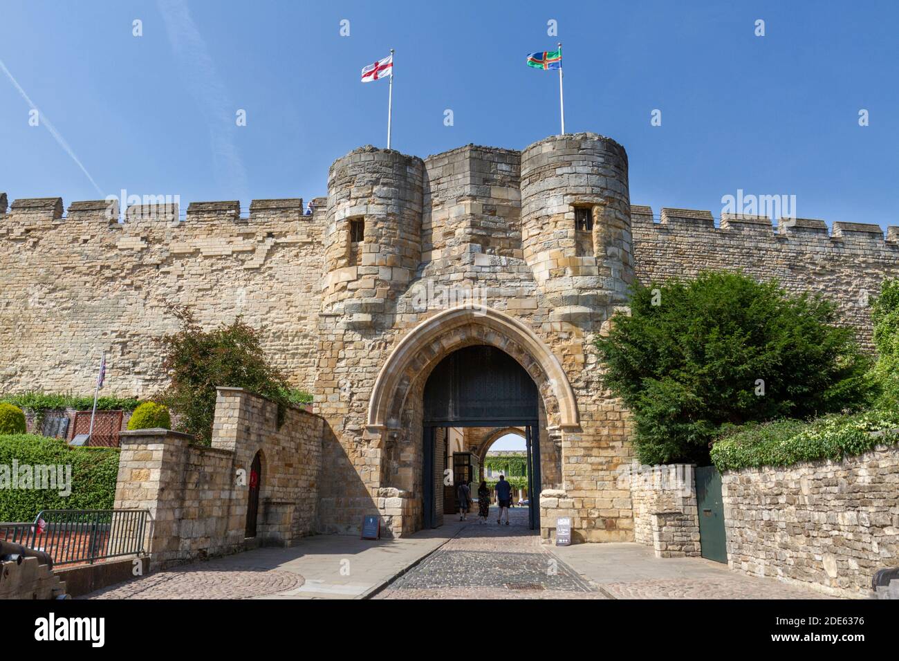 Porte d'ingresso al castello di Lincoln, Lincolnshire, Regno Unito. Foto Stock