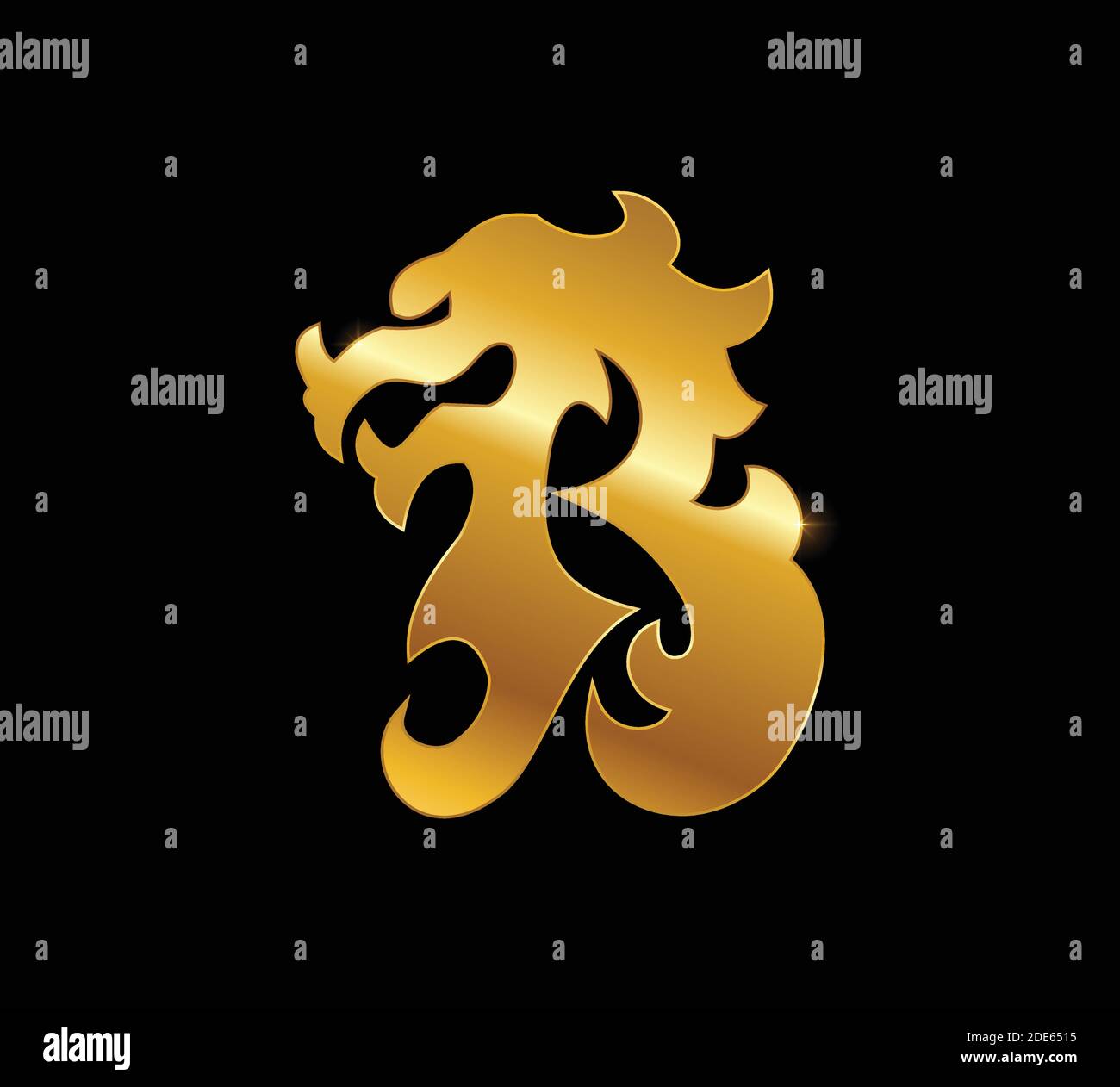 Un vettore Golden Dragon Monogram Letter Illustrazione Vettoriale