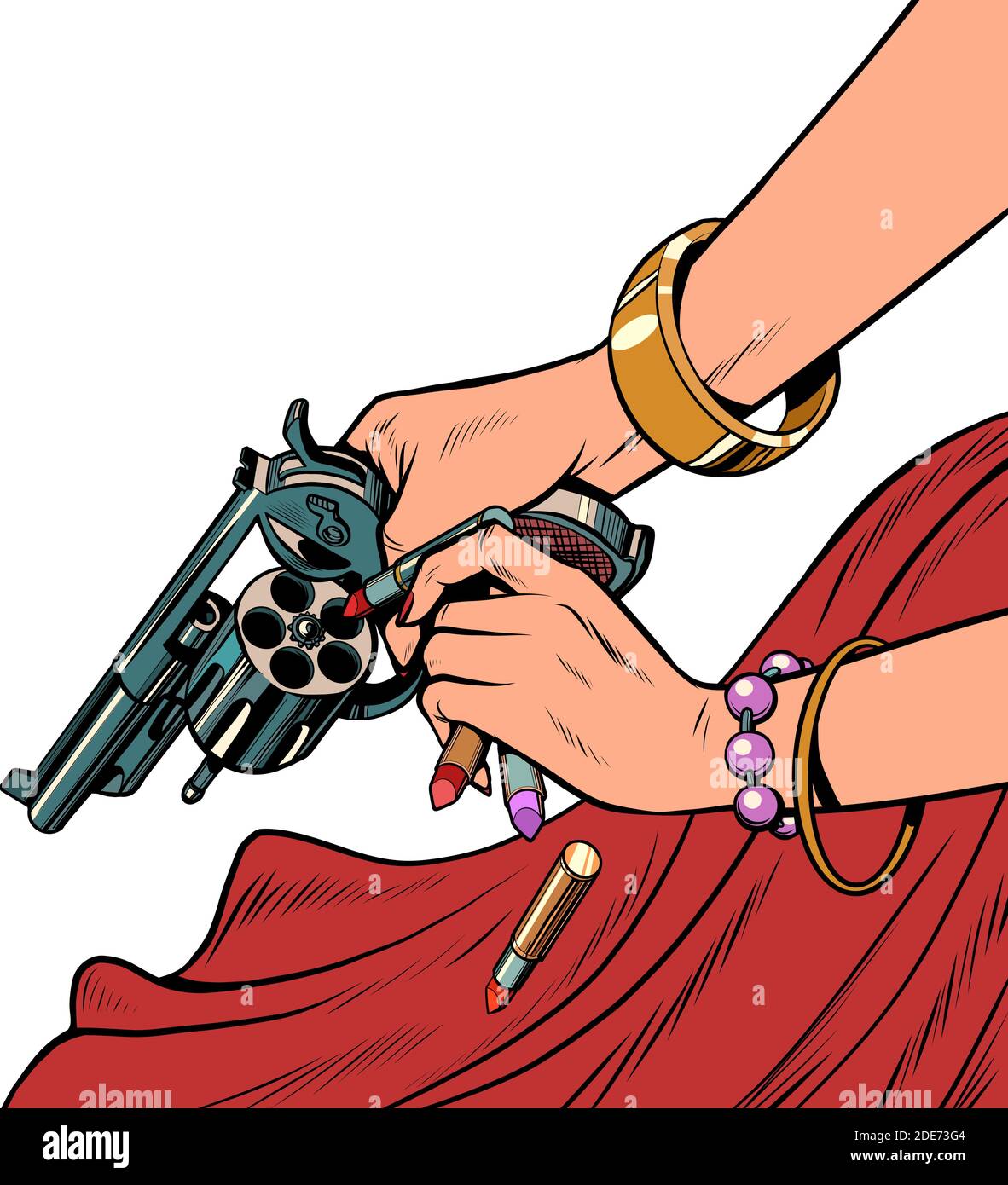 Bella donna killer con una pistola Illustrazione Vettoriale