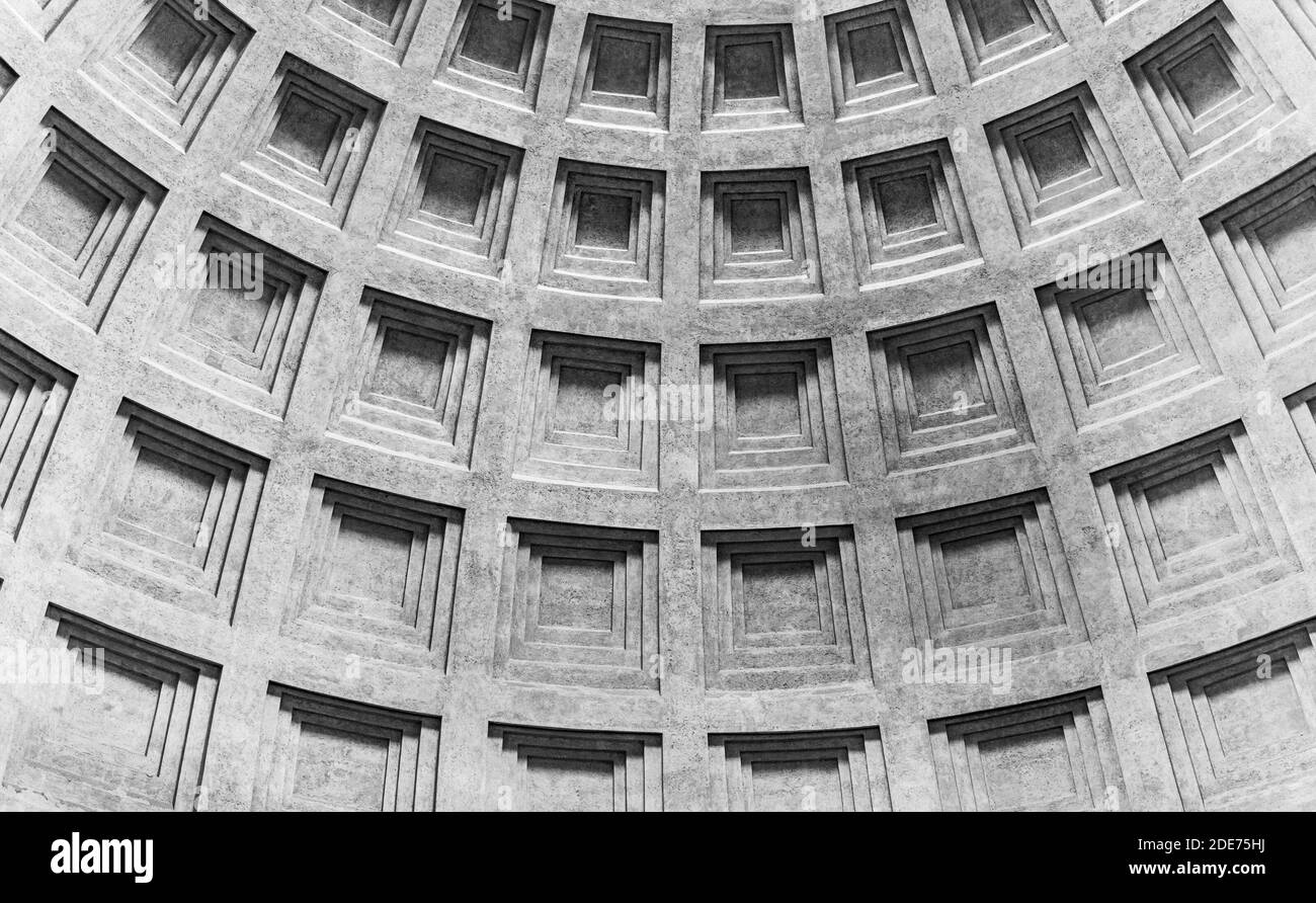 ROMA, ITALIA - 05 MAGGIO 2019: Particolare del soffitto del Pantheon - chiesa ed ex tempio romano, Roma, Italia. Foto Stock