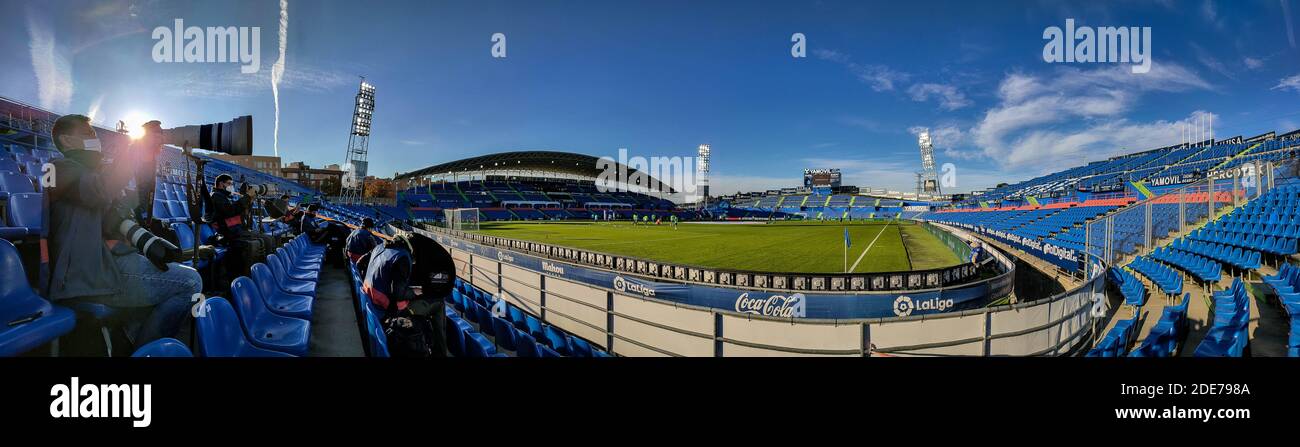 Generale vista interna durante la partita di calcio del campionato spagnolo la Liga tra Getafe CF e Athletic Club de Bilbao il 29 novembre 2020 al Colosseo Alfonso Perez stadio a Getafe, Madrid, Spagna - Foto Oscar J Barroso / Spagna DPPI / DPPI / LM Foto Stock