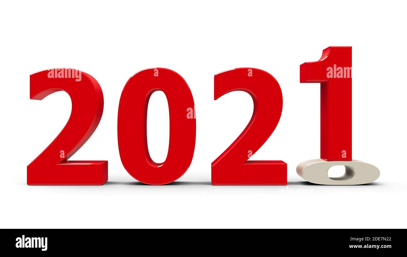 2020-2021 change rappresenta il nuovo anno 2021, rendering tridimensionale, illustrazione 3D Foto Stock