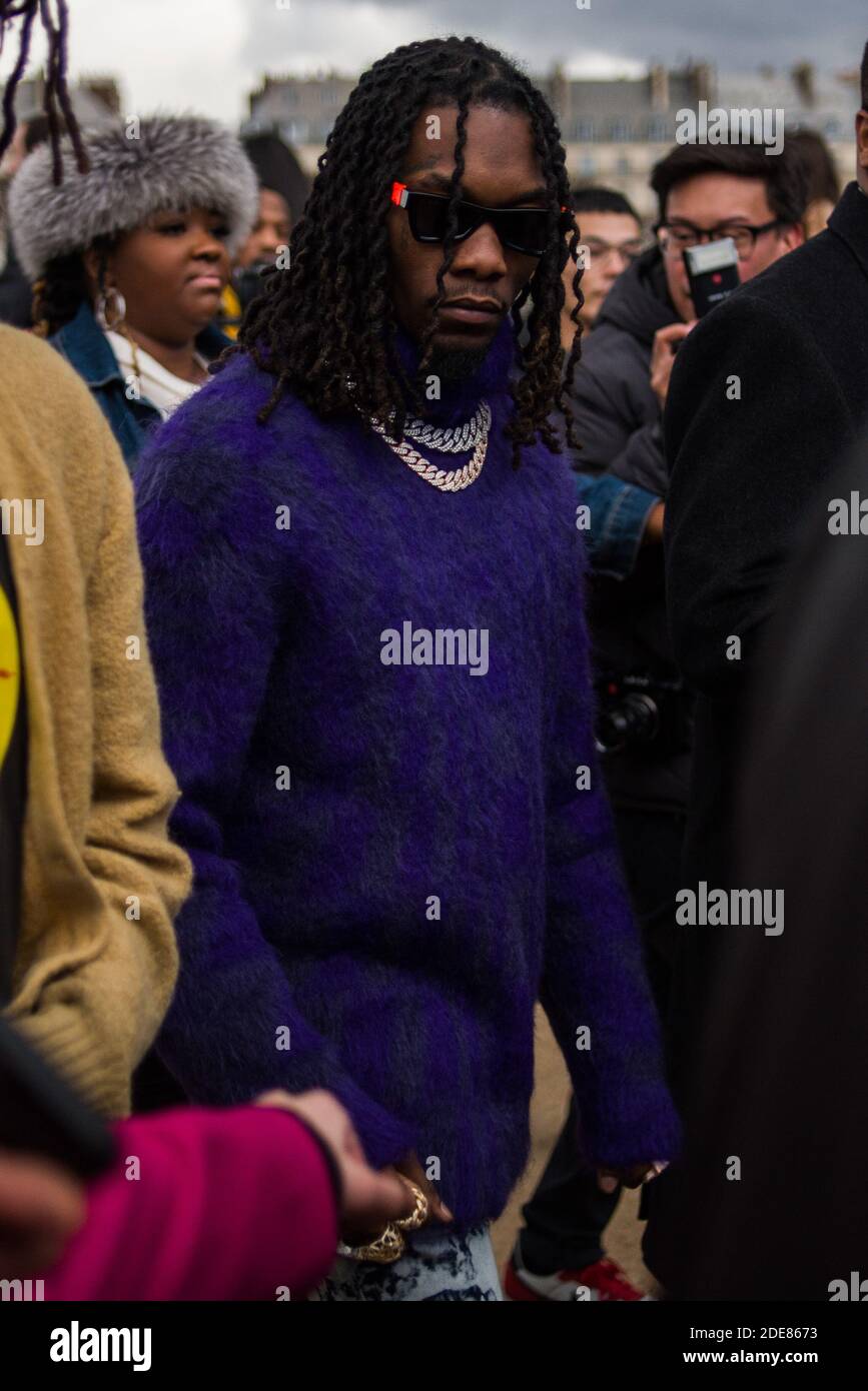Il rapper americano, Offset, cammina prima degli spettacoli Louis Vuitton come parte della settimana della moda Menswear di Parigi Autunno/Inverno 2019-2020 il 17 gennaio 2019, a Parigi, Francia. Foto di Julie Sebadelha/ABACAPRESS.COM Foto Stock