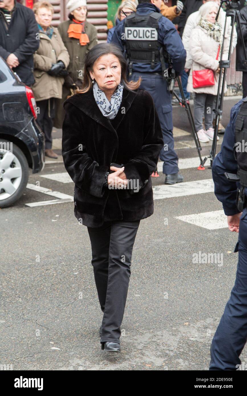 Jeanne d'Hauteserre arriva alla cerimonia funeraria del compositore e pianista francese Michel Legrand, vincitore dell'Oscar (morto a 86 anni), presso la Cattedrale di Saint Alexandre Nevsky a Parigi, in Francia, venerdì 1 febbraio 2019. Legrand ha vinto tre Oscar e una Palme d’Or di Cannes per le sue musiche di film. Foto di Nasser Berzane/ABACAPRESS.COM Foto Stock