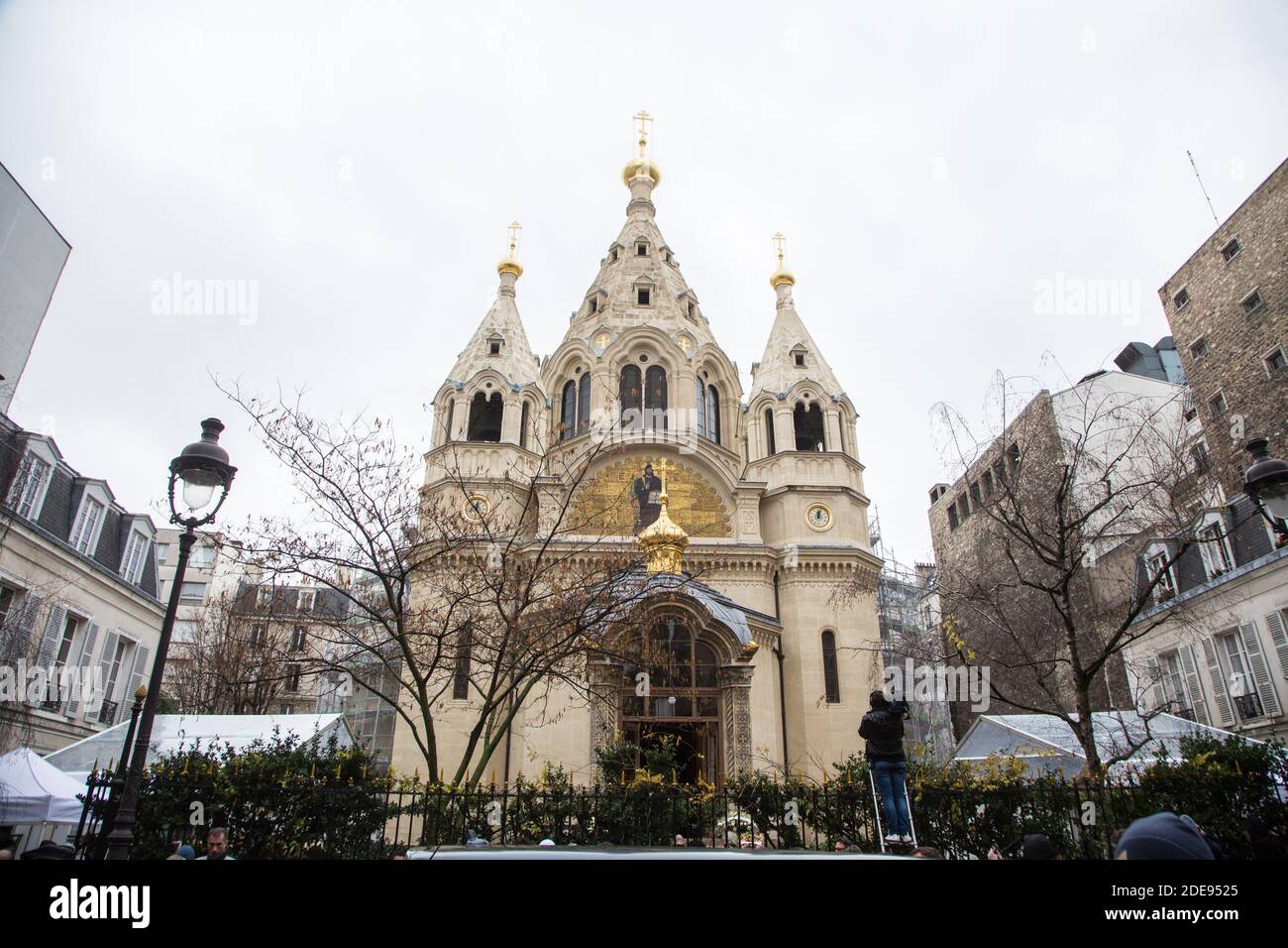 Cerimonia funebre per il compositore e pianista francese Michel Legrand, vincitore dell'Oscar (morto a 86 anni), presso la Cattedrale di Saint Alexandre Nevsky a Parigi, in Francia, venerdì 1 febbraio 2019. Legrand ha vinto tre Oscar e una Palme d’Or di Cannes per le sue musiche di film. Foto di Nasser Berzane/ABACAPRESS.COM Foto Stock