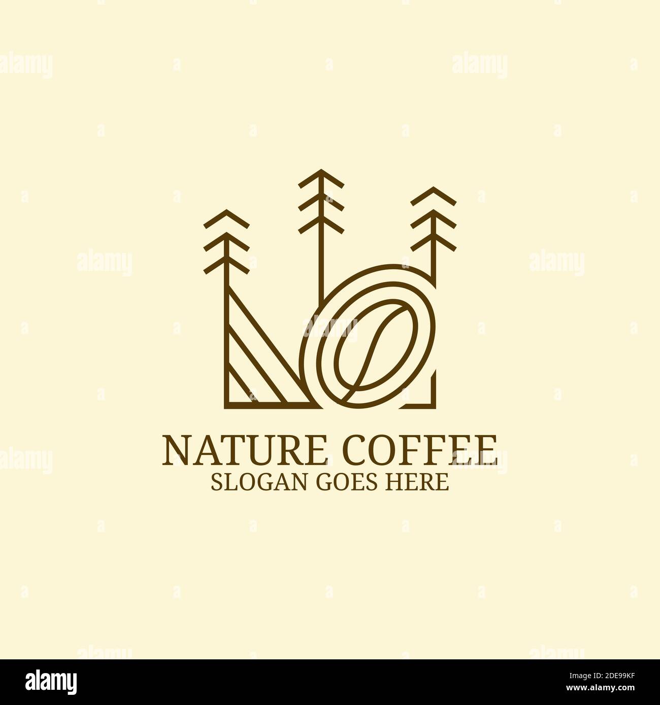 Semplice linea arte Coffee Farm logo idea di design, può utilizzare per il vostro marchio, marchio di identità o marchio commerciale Illustrazione Vettoriale