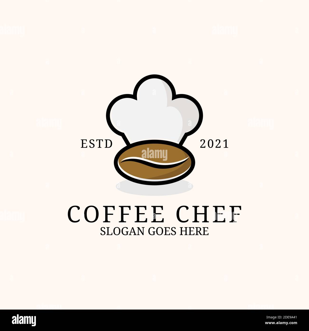 Ispirazione per il design del logo Coffee Chef, ideale per il modello del marchio del logo Business Food and drink Illustrazione Vettoriale