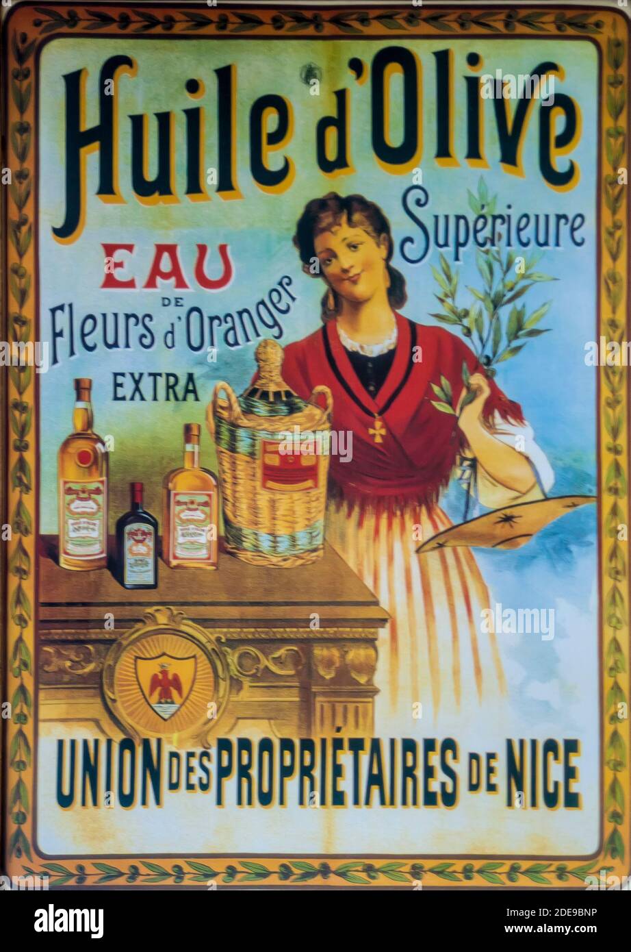 Poster francese d'epoca Huile d'Olive Foto Stock