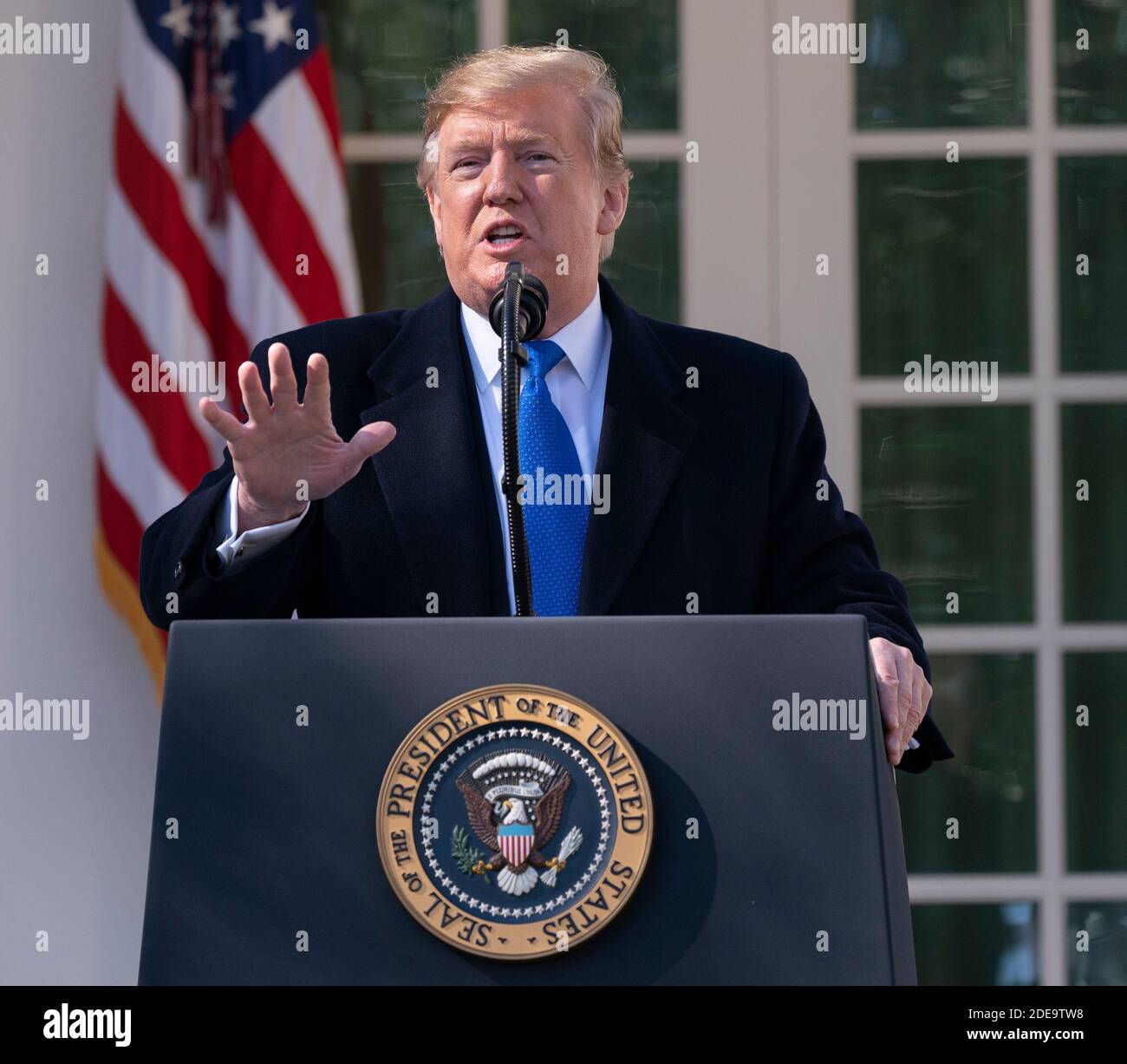 15 gennaio 2019 - Washington, DC, Stati Uniti: Il presidente degli Stati Uniti Donald J. Trump dichiara un'emergenza nazionale sul confine meridionale e la necessità di sicurezza alle frontiere. Chris Kleponis/piscina/ABACAPRESS.COM Foto Stock