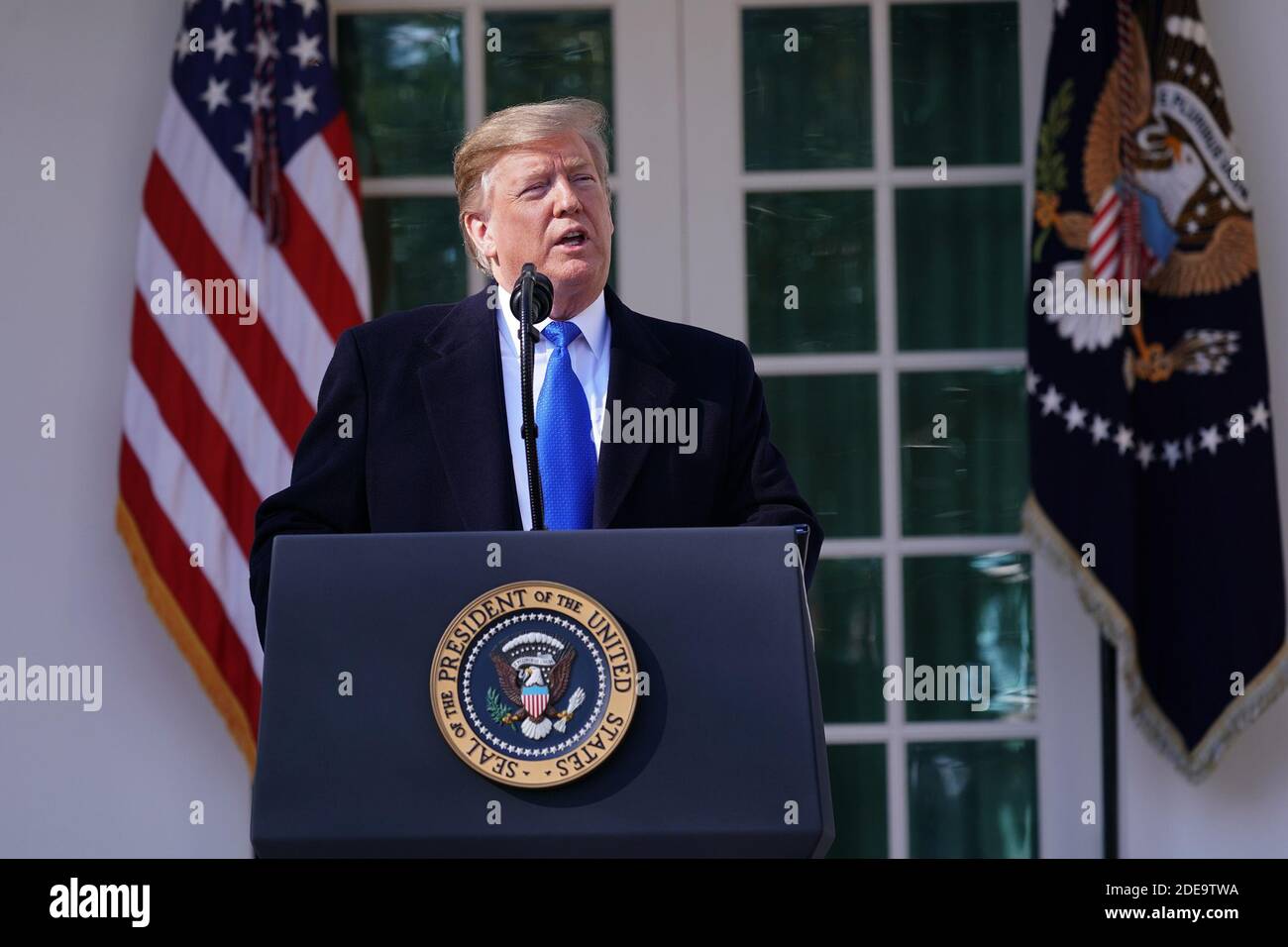 15 gennaio 2019 - Washington, DC, Stati Uniti: Il presidente degli Stati Uniti Donald J. Trump dichiara un'emergenza nazionale sul confine meridionale e la necessità di sicurezza alle frontiere. Chris Kleponis/piscina/ABACAPRESS.COM Foto Stock