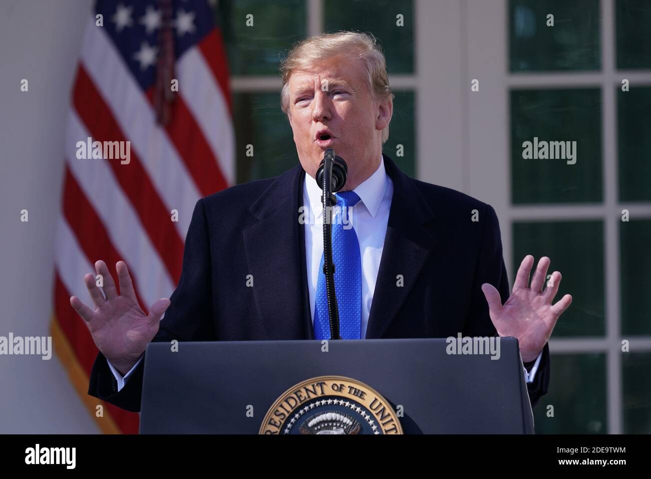 15 gennaio 2019 - Washington, DC, Stati Uniti: Il presidente degli Stati Uniti Donald J. Trump dichiara un'emergenza nazionale sul confine meridionale e la necessità di sicurezza alle frontiere. Chris Kleponis/piscina/ABACAPRESS.COM Foto Stock