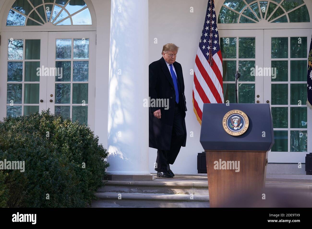 15 gennaio 2019 - Washington, DC, Stati Uniti: Il presidente degli Stati Uniti Donald J. Trump dichiara un'emergenza nazionale sul confine meridionale e la necessità di sicurezza alle frontiere. Chris Kleponis/piscina/ABACAPRESS.COM Foto Stock